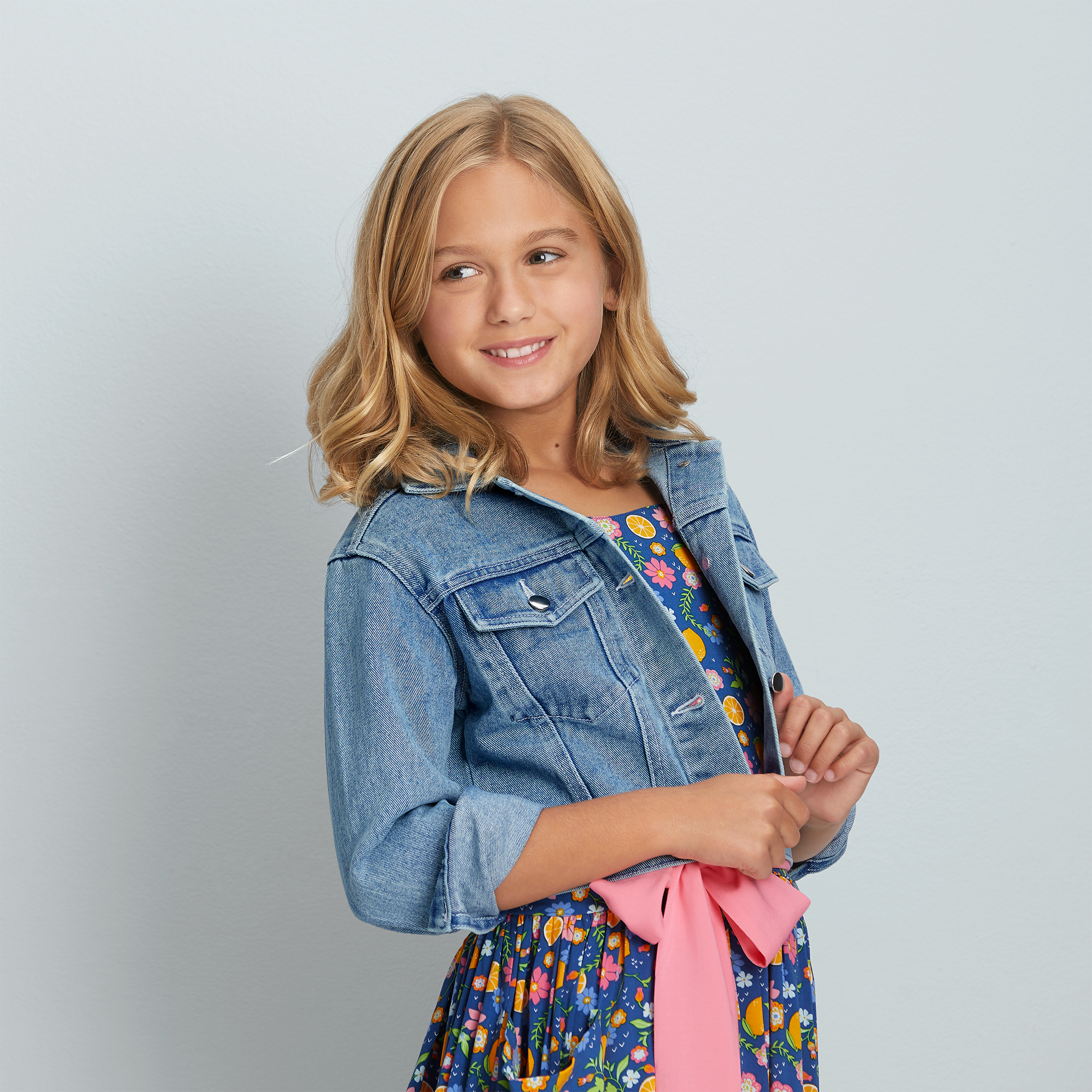 Floral Embroidered Cropped Denim Jacket for Girls | Style in Bloom