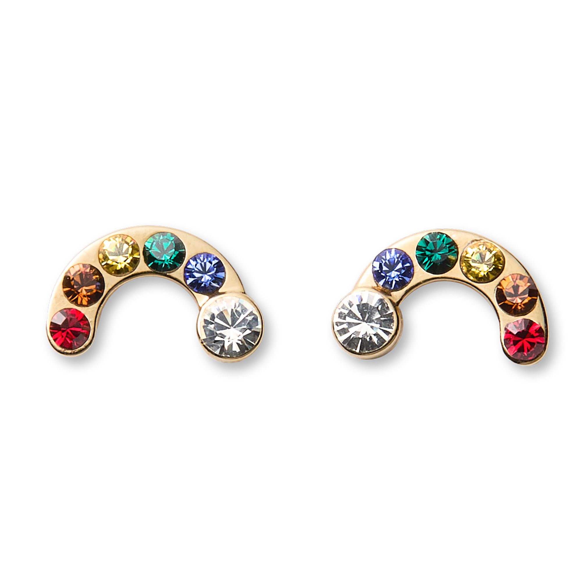 Rainbow Stud Earrings for Girls | 14K Gold & Crystal | American Girl x Stephanie Gottlieb