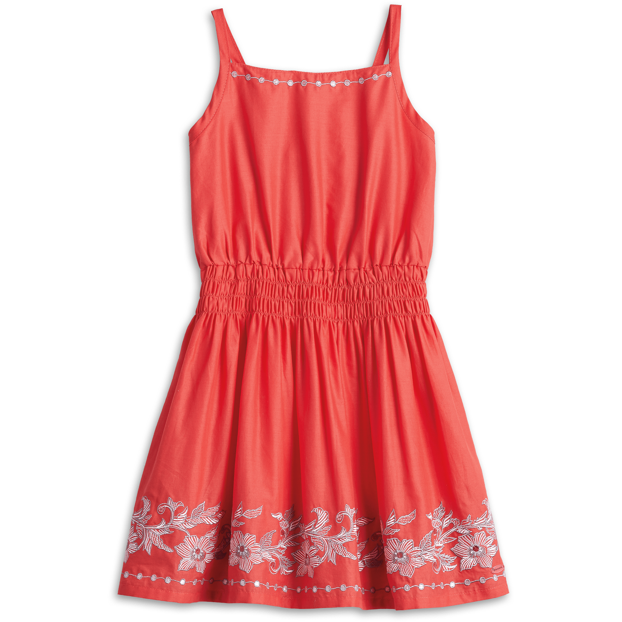 Girls' Embroidered Cotton Dress with Pockets | Sunny Day