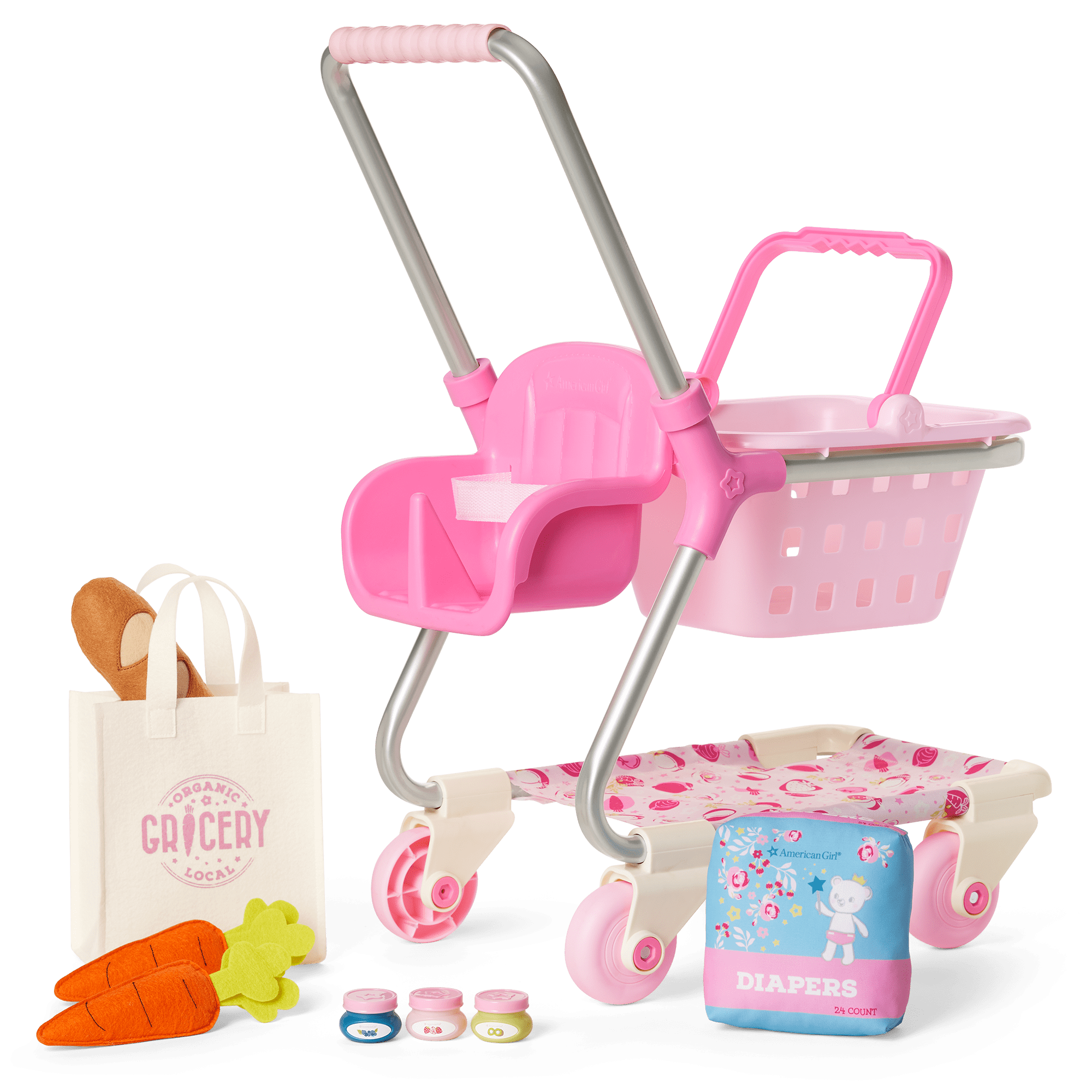 Bitty Baby Doll Shopping Cart Set with Groceries & Accessories | Bitty's™