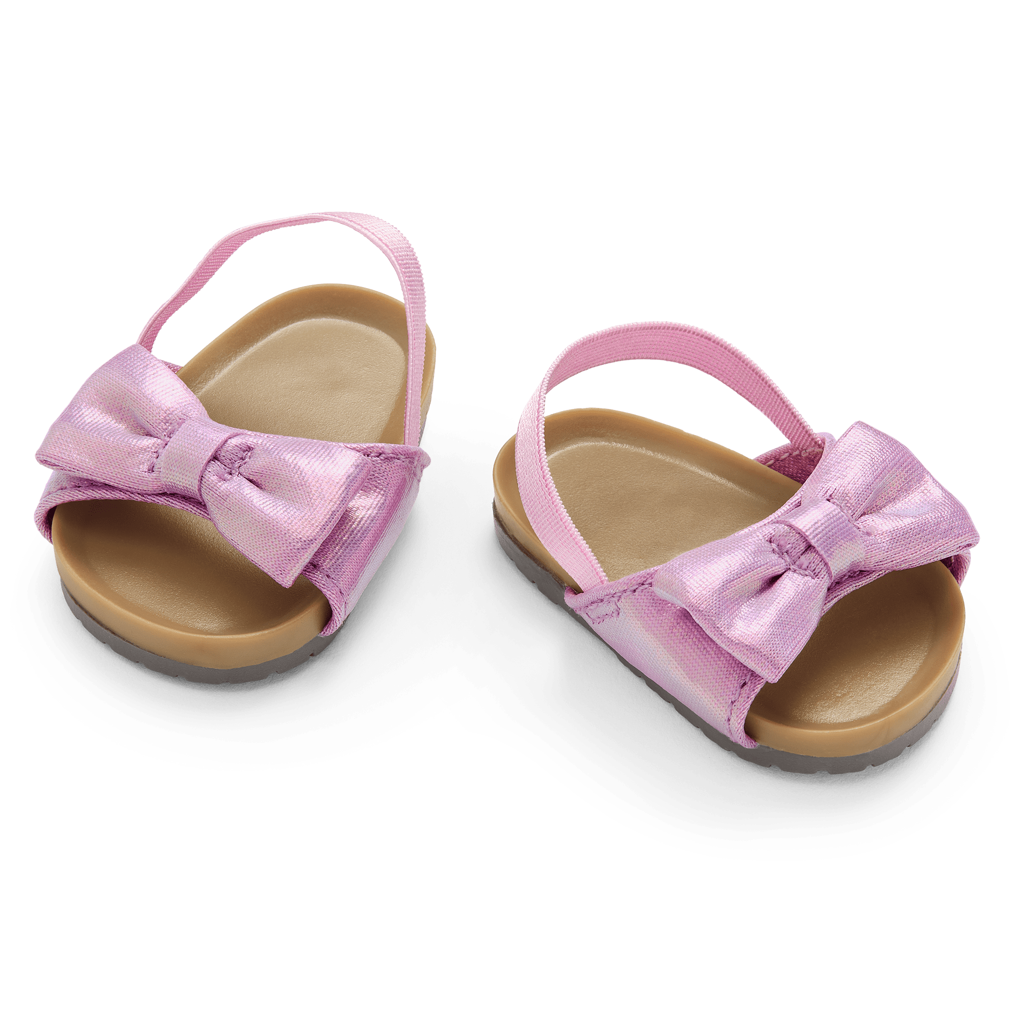 Purple Iridescent Doll Sandals with Bows & Pink Straps | American Girl