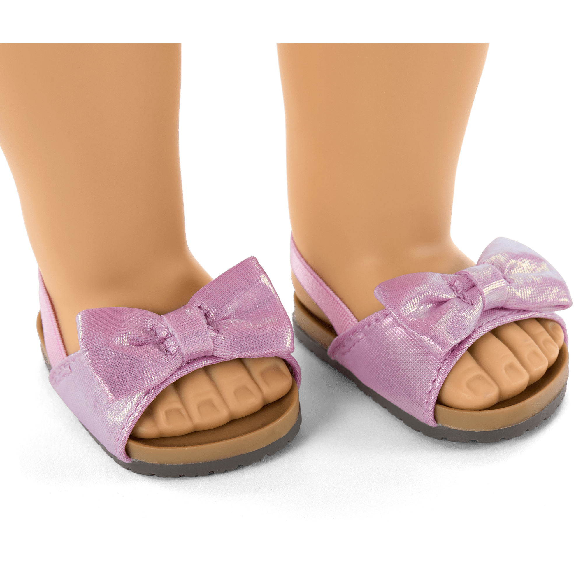 Purple Iridescent Doll Sandals with Bows & Pink Straps | American Girl