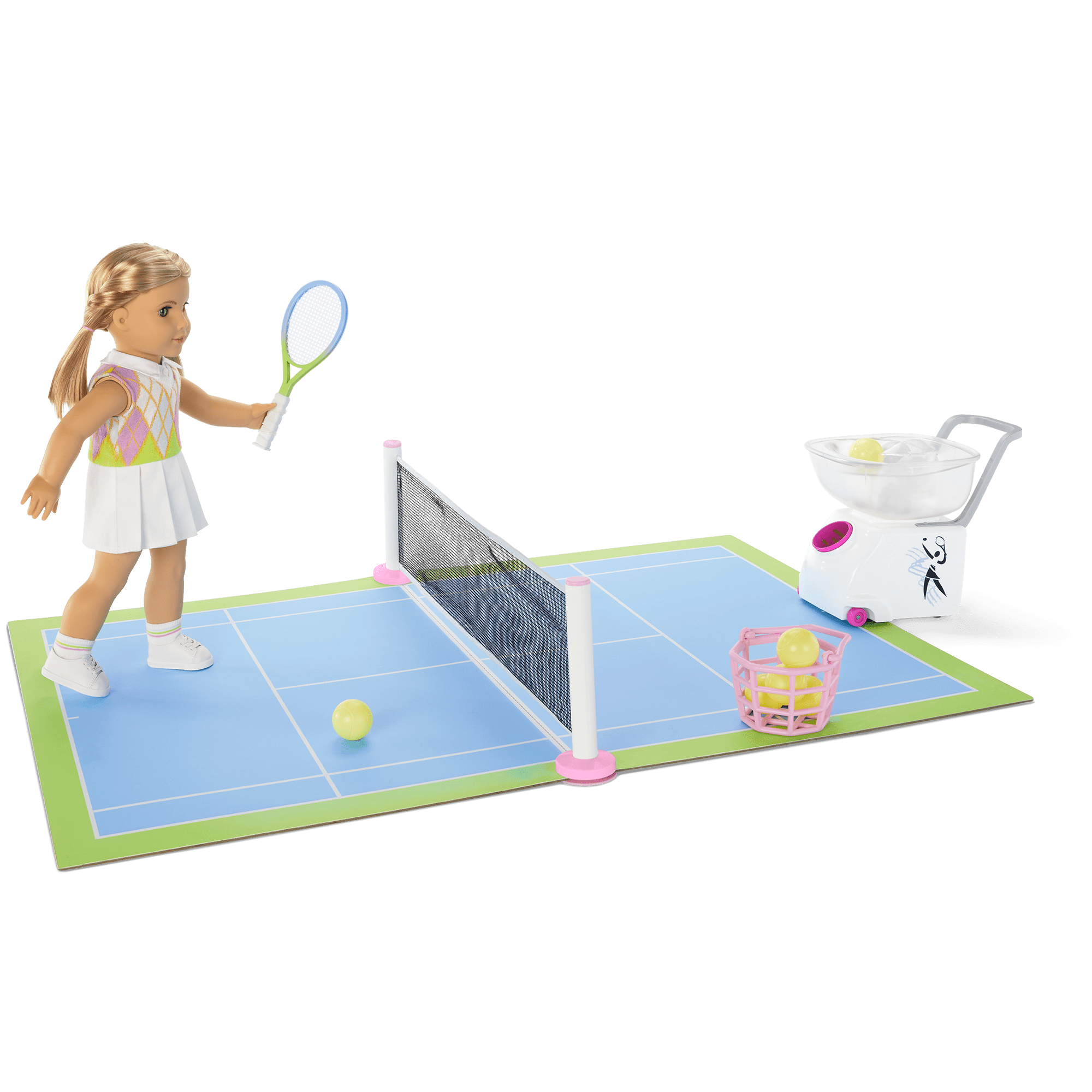 2-in-1 Tennis Court & Skate Park Playset for 18-inch Dolls | Isabel & Nicki