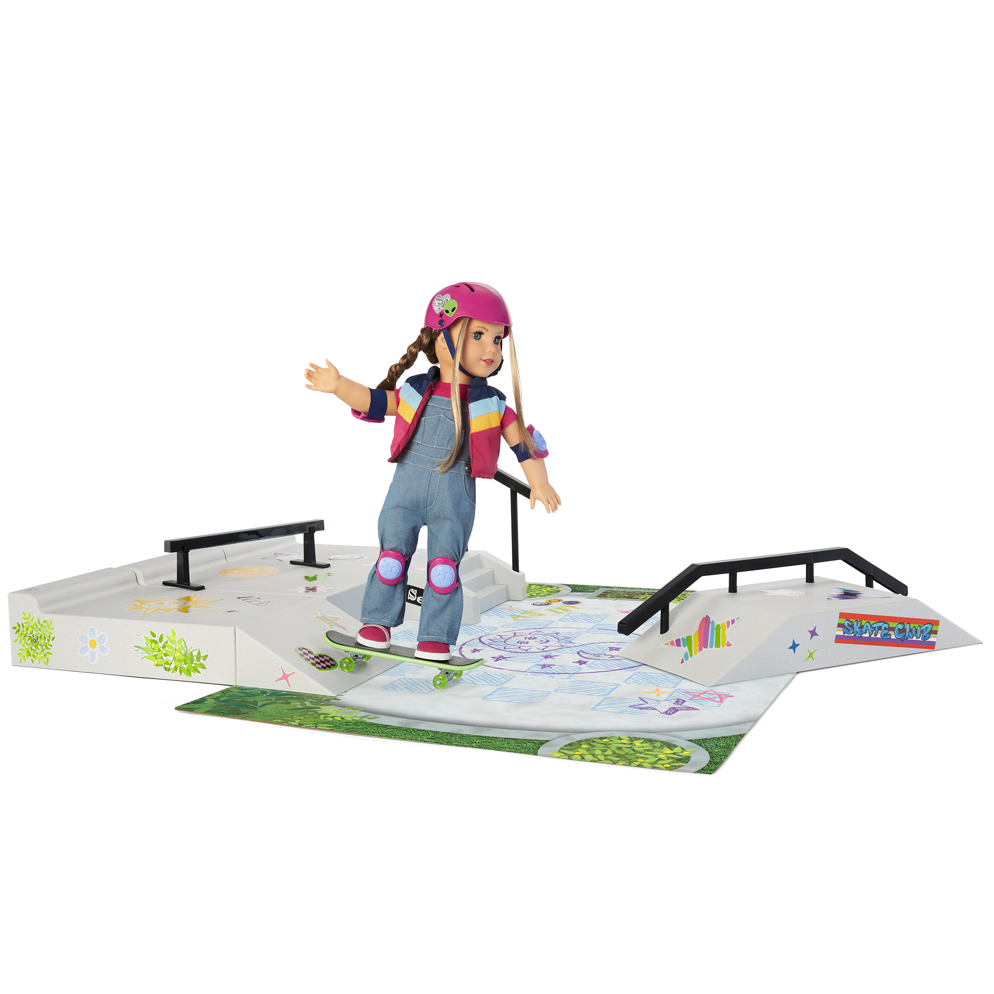 2-in-1 Tennis Court & Skate Park Playset for 18-inch Dolls | Isabel & Nicki