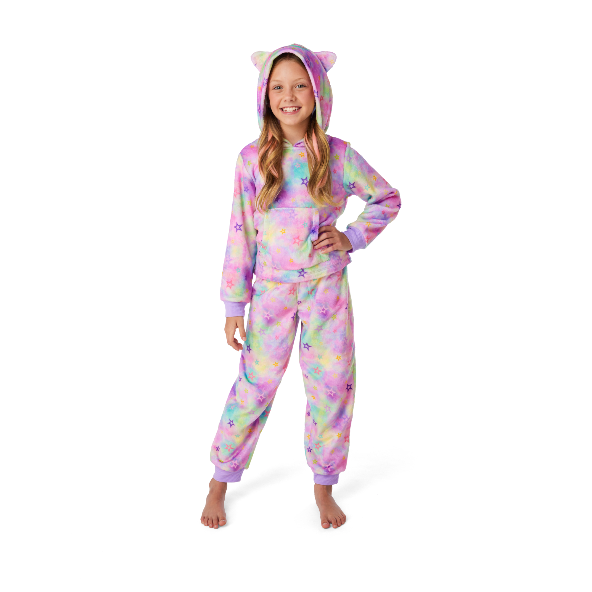 Girls' Stars & Snuggles Pajama Set with Hood & Matching Doll PJs | Summer’s™