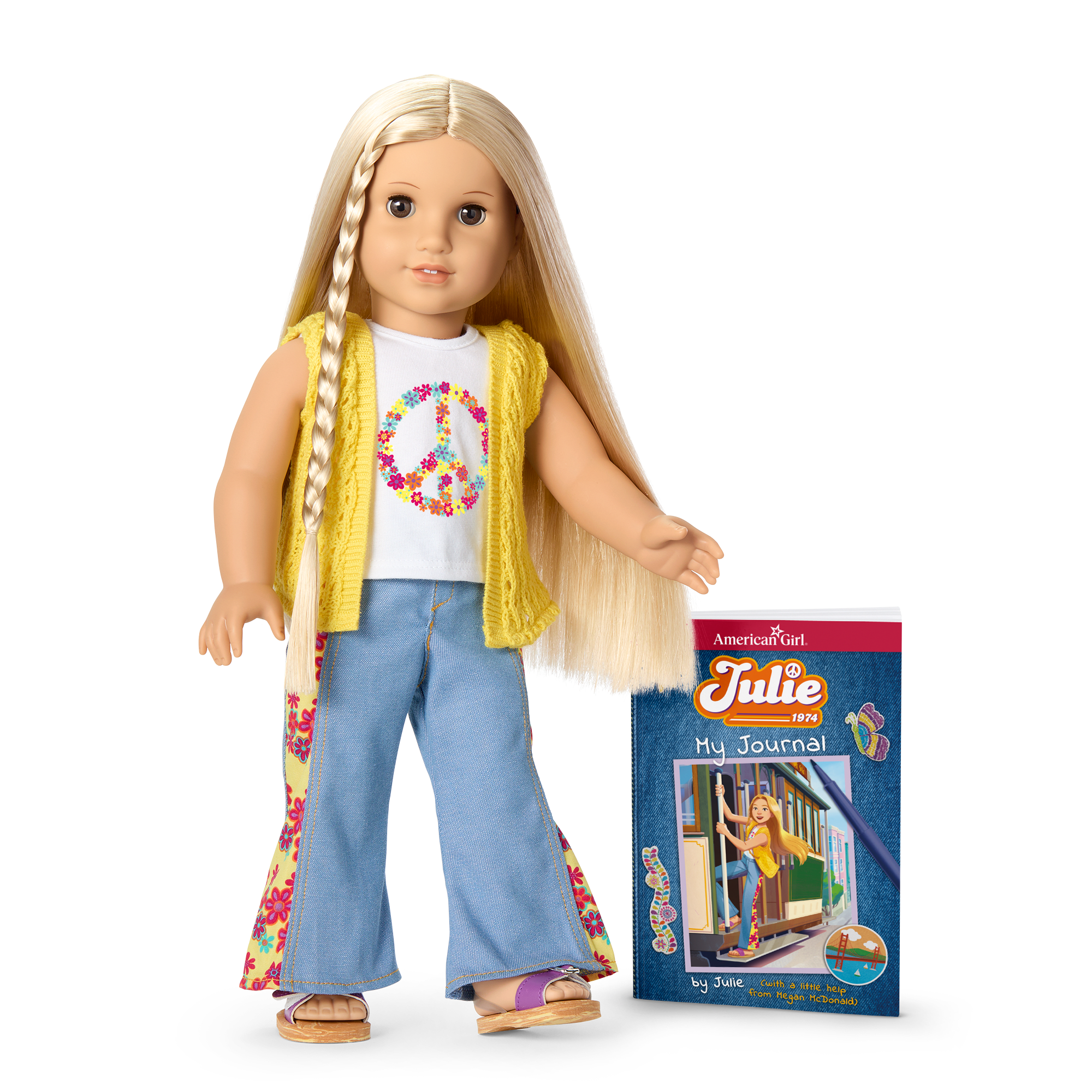 18-inch Julie Doll with 1970s Outfit & Journal | Historical Characters