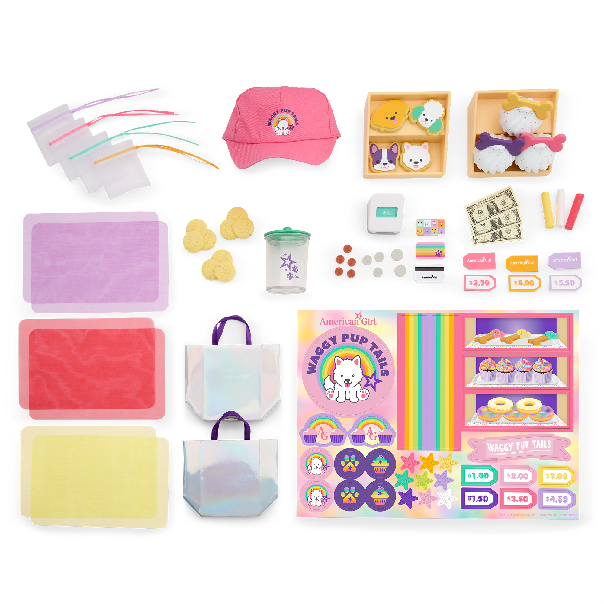 18-Inch Doll Treat Cart with Rainbow Awning & 54-Piece Playset | Summer’s™