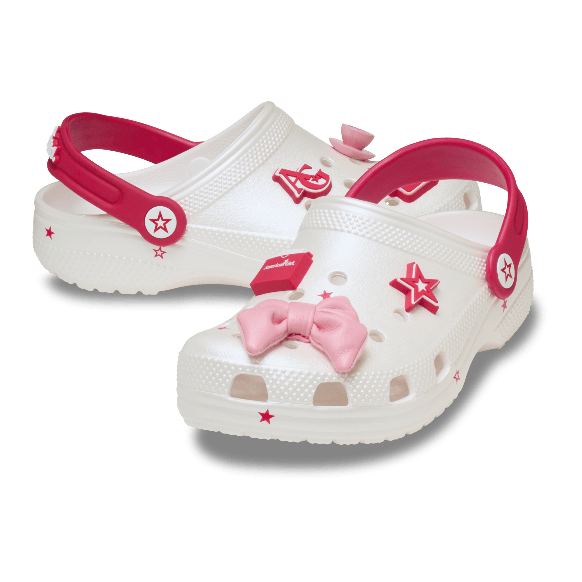 Pearlized White Crocs Classic Clogs for Girls with Jibbitz Charms | American Girl