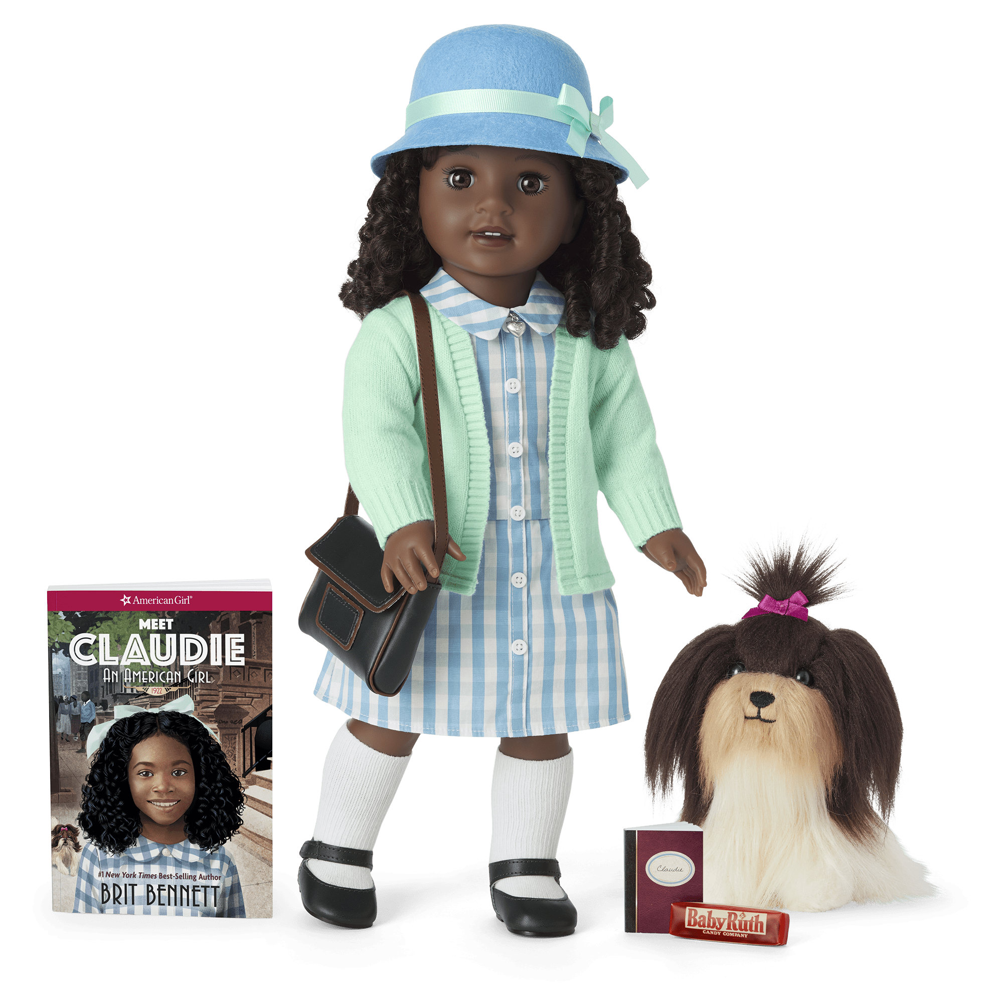 18-inch Claudie Doll with Book & 1920s Accessories | Historical Characters