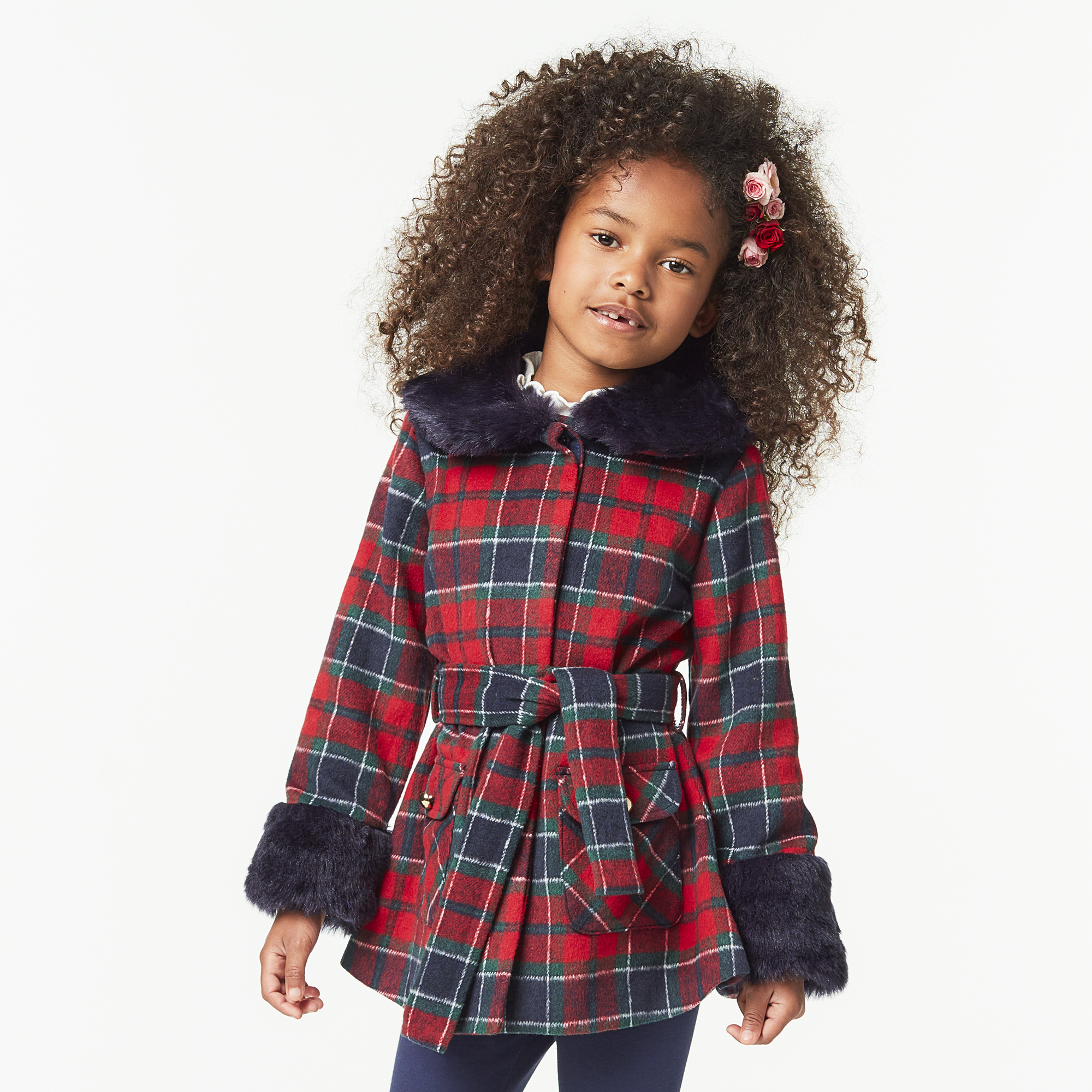 Plaid Coat for Girls with Faux-Fur Trim & Belt | American Girl x Janie and Jack