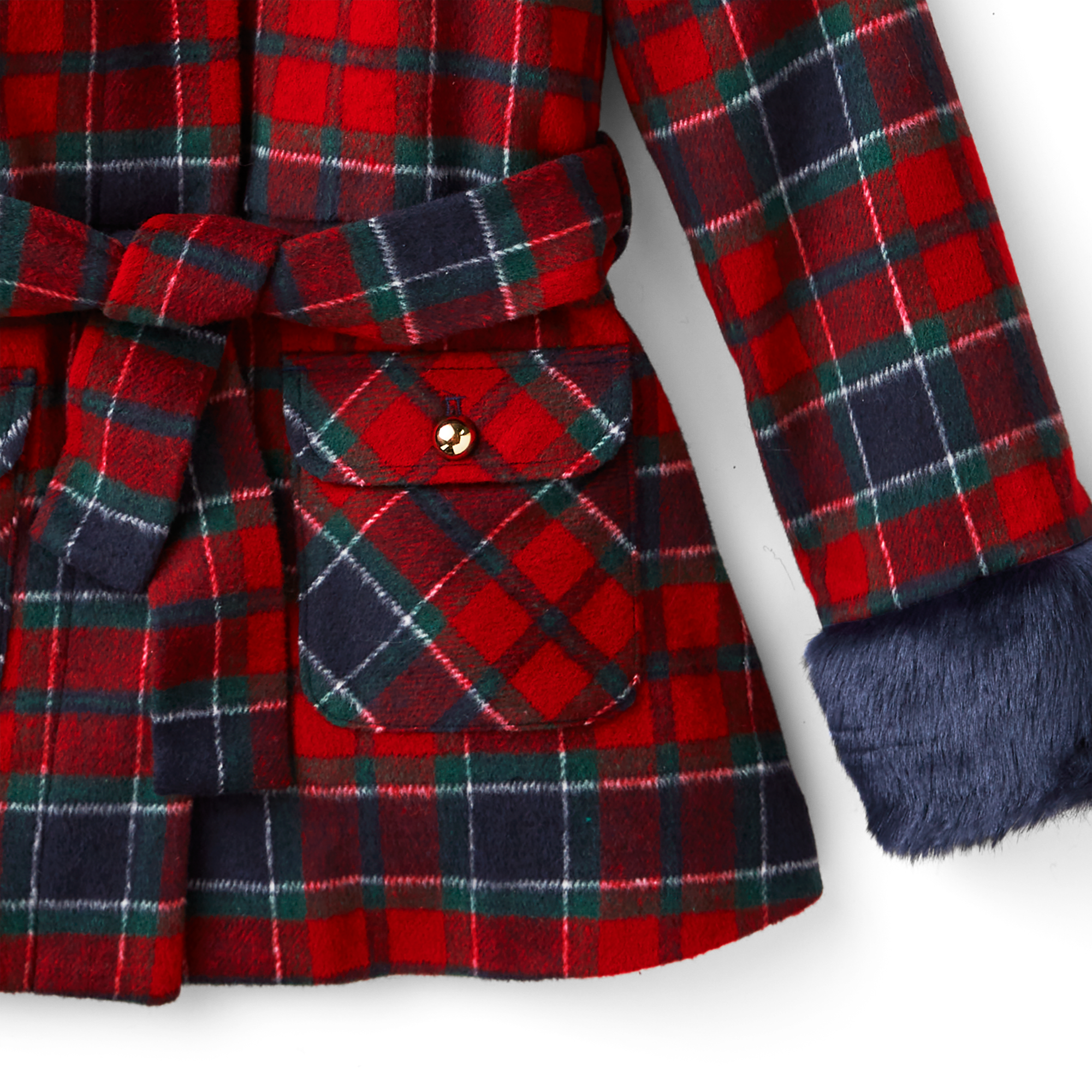 Plaid Coat for Girls with Faux-Fur Trim & Belt | American Girl x Janie and Jack