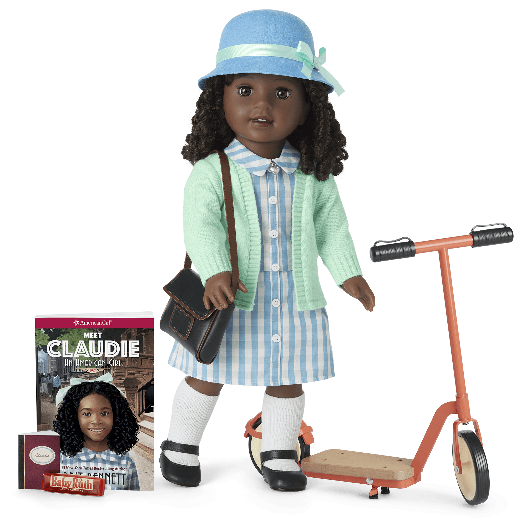 18-inch Claudie Doll with Book, Accessories & Scooter | Historical Characters