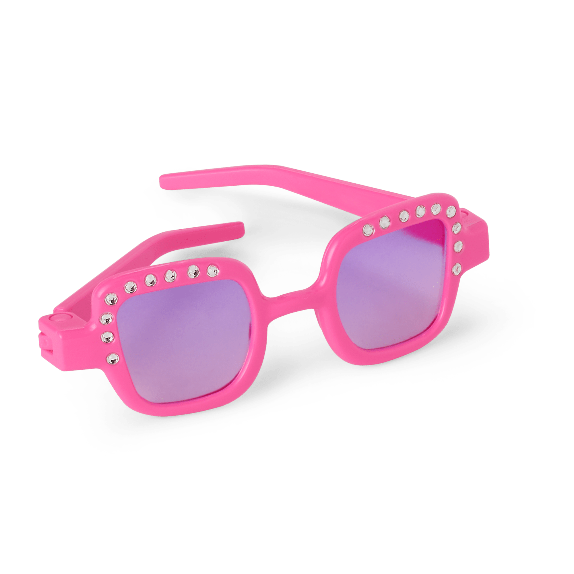 Rhinestone Sunglasses for 18-inch Dolls | Hot Pink Frames & Purple Lenses