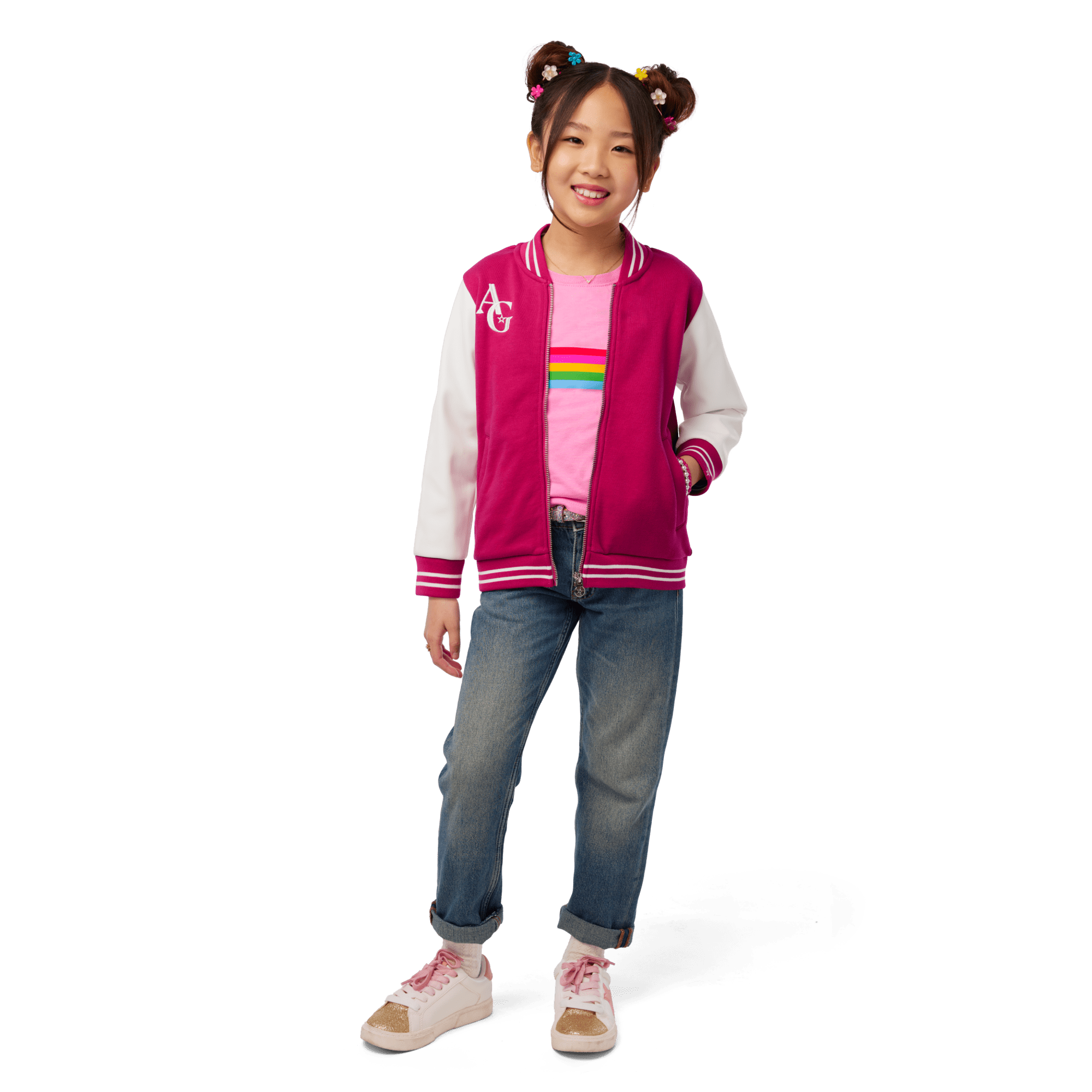 Berry Knit Varsity Jacket for Girls with AG™ Star Squad Logo | AG™