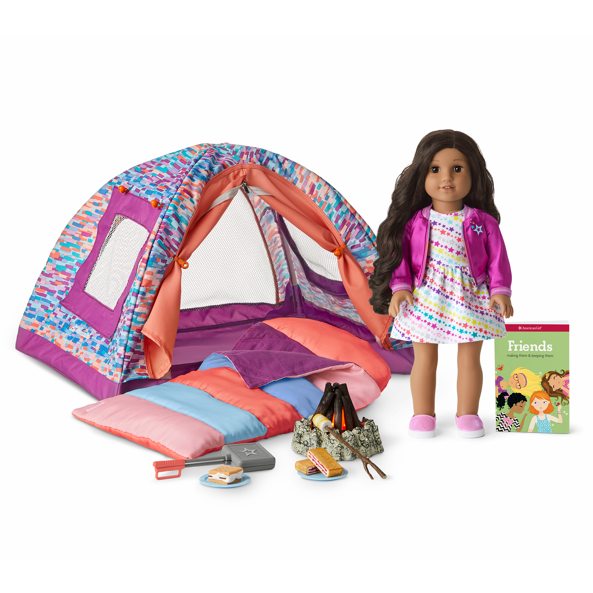 18-inch Doll with Camping Set | Truly Me #82 & S'more Fun