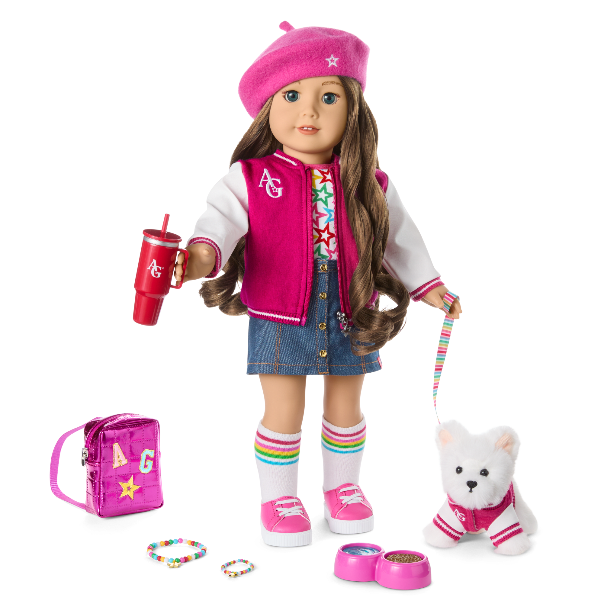 Truly Me 18-inch Doll with Puppy & Backpack Accessories | AG Star Squad Bundle