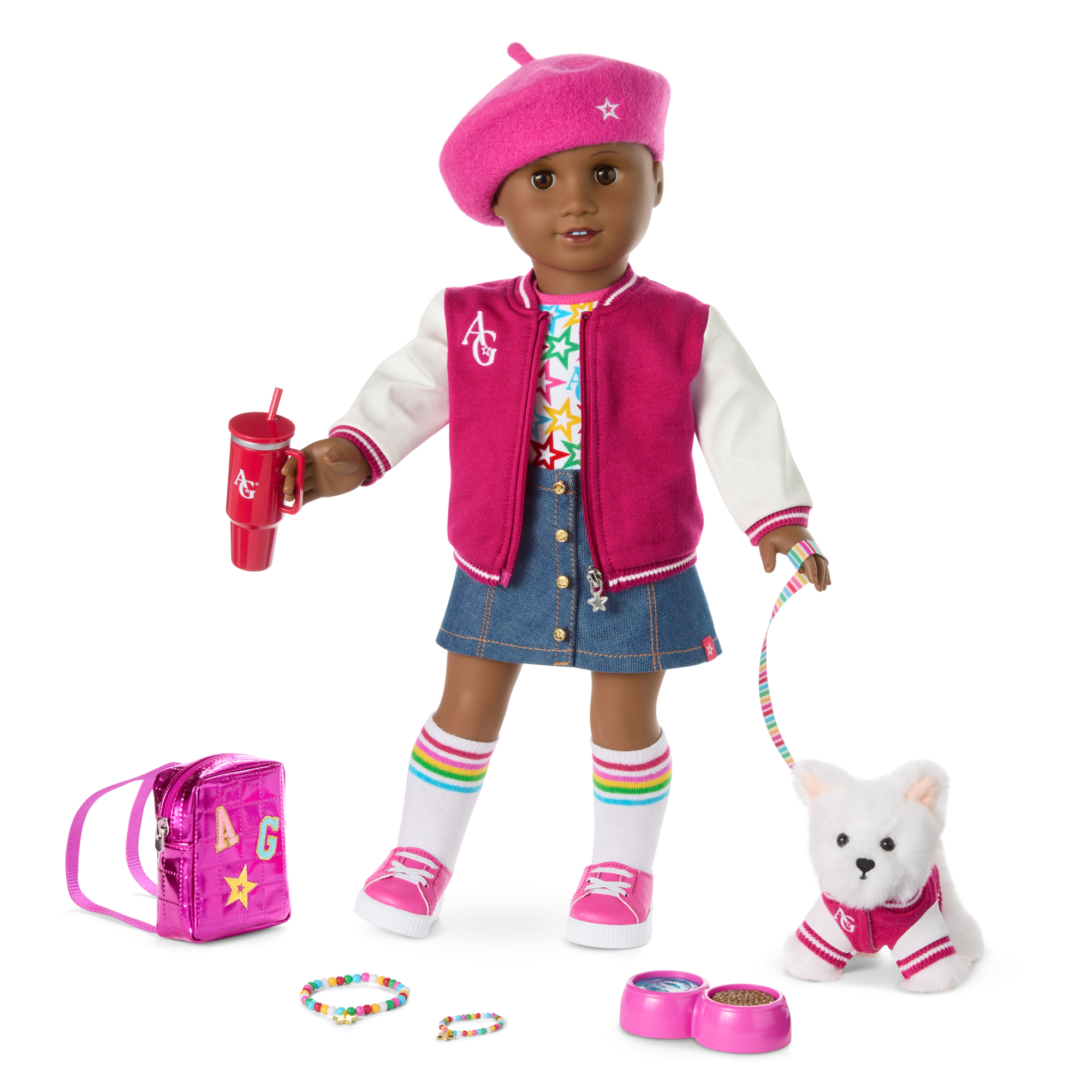Truly Me 18-inch Doll with Puppy & Backpack Accessories | AG Star Squad Bundle