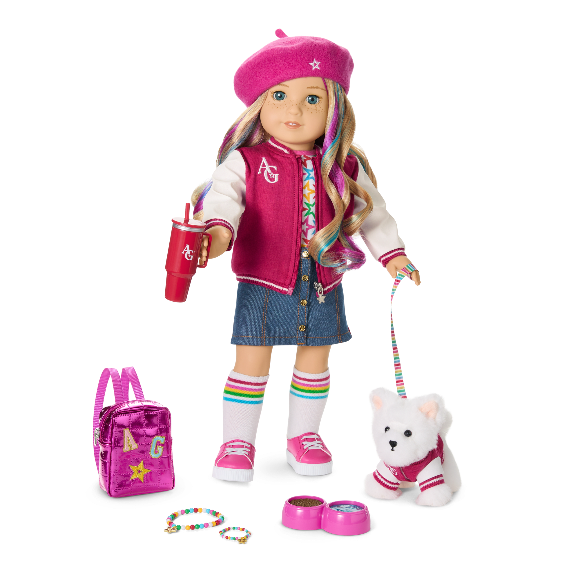 Truly Me 18-inch Doll with Puppy & Backpack Accessories | AG Star Squad Bundle