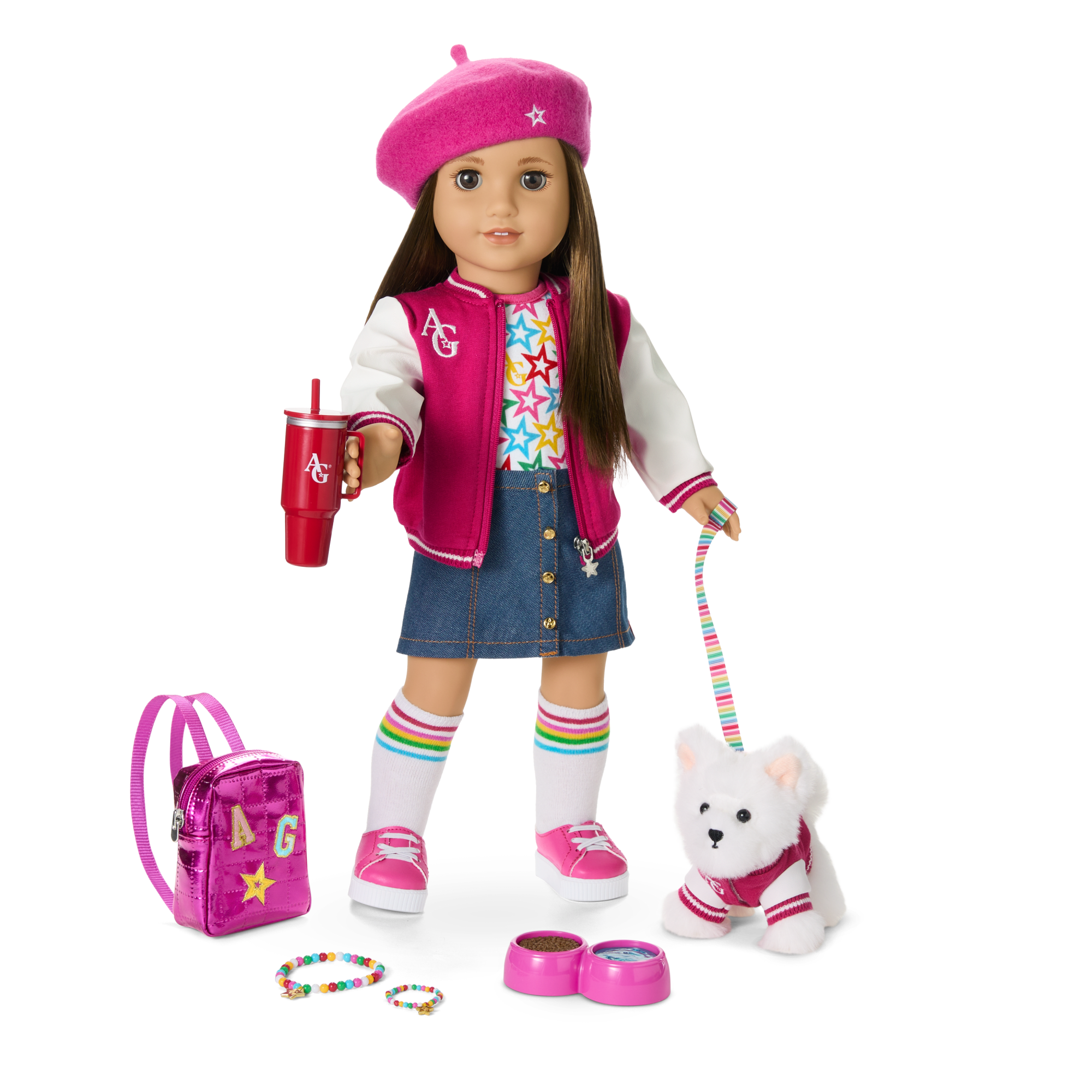 18-inch Truly Me Doll with Puppy & Backpack Accessories | AG Star Squad Bundle