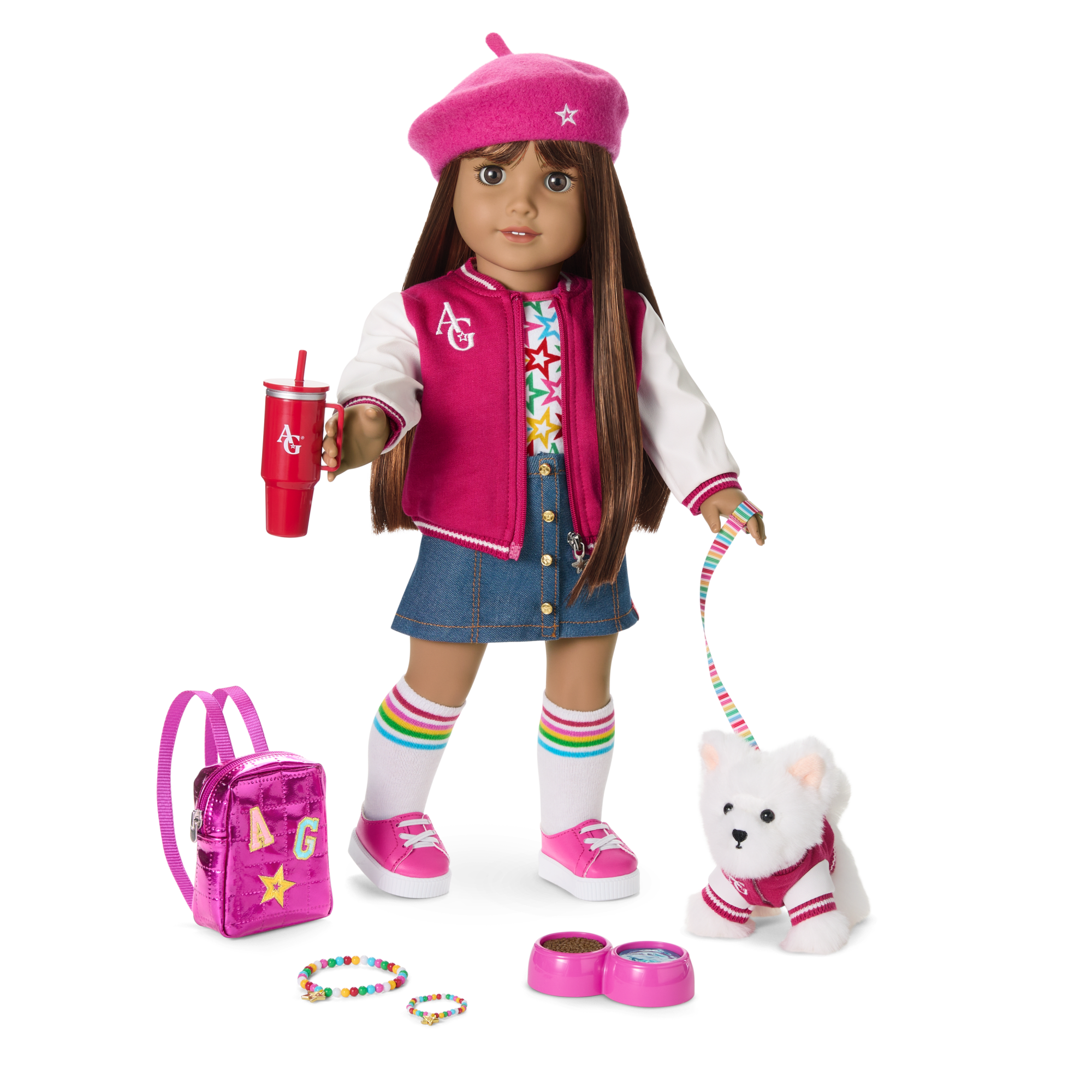 Truly Me 18-inch Doll with Puppy & Backpack Accessories | AG Star Squad Bundle