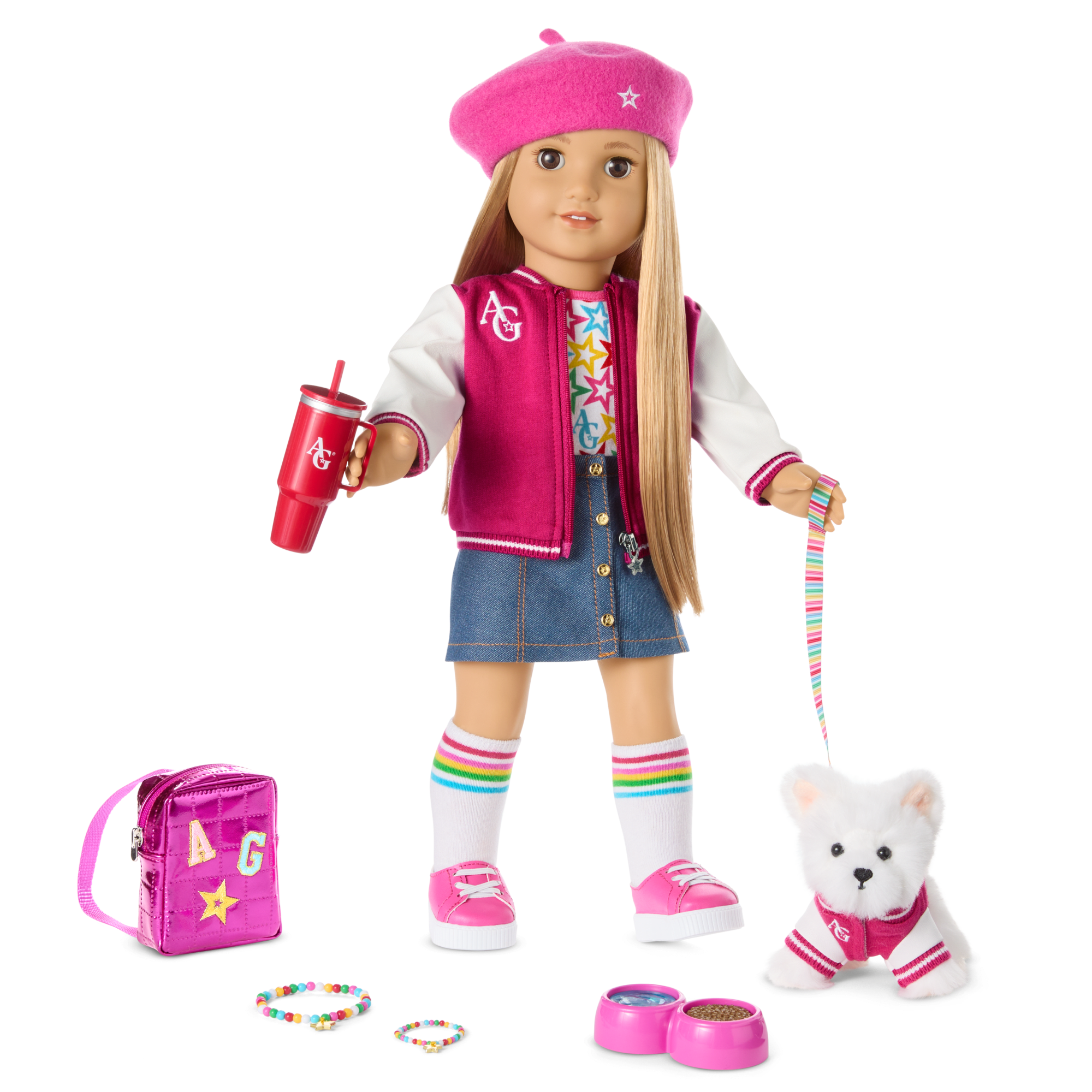 Truly Me 18-inch Doll with Puppy & Backpack Accessories | AG Star Squad Bundle