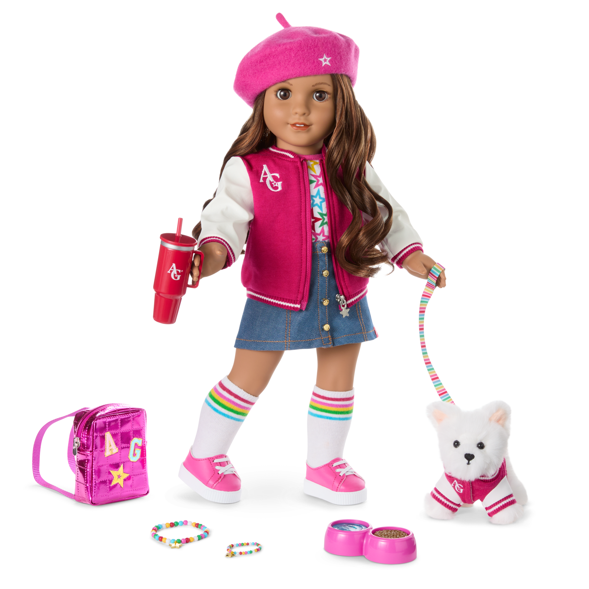 Truly Me 18-inch Doll with Puppy & Backpack Accessories | AG Star Squad Bundle