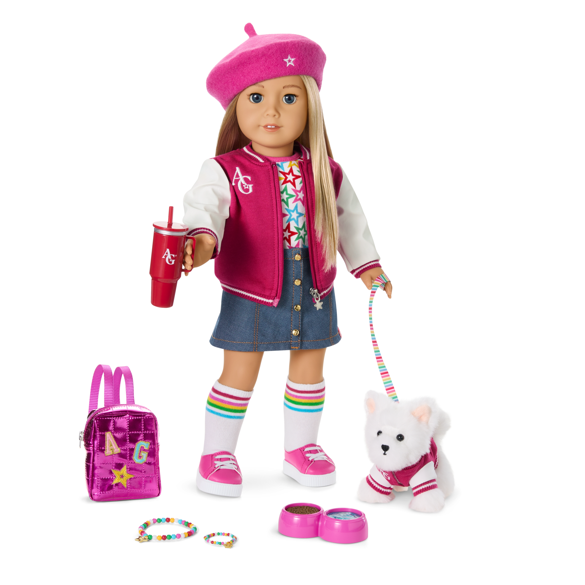 Truly Me 18-inch Doll with Puppy & Backpack Accessories | AG Star Squad Bundle