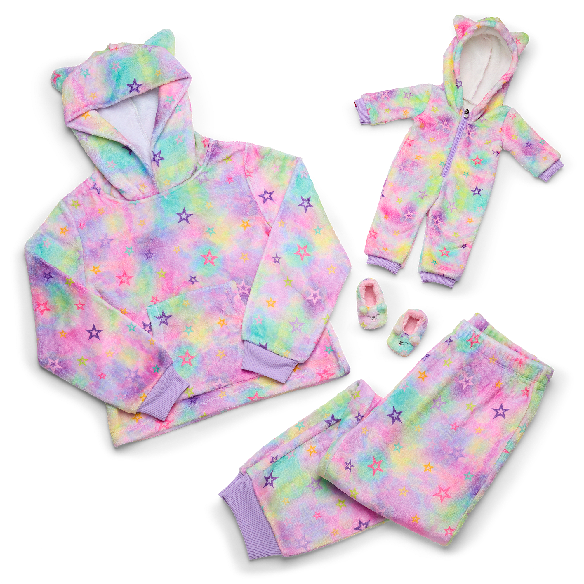 Girls' Animal Ear Pajama Set with Matching Doll PJs | Summer's Stars & Snuggles
