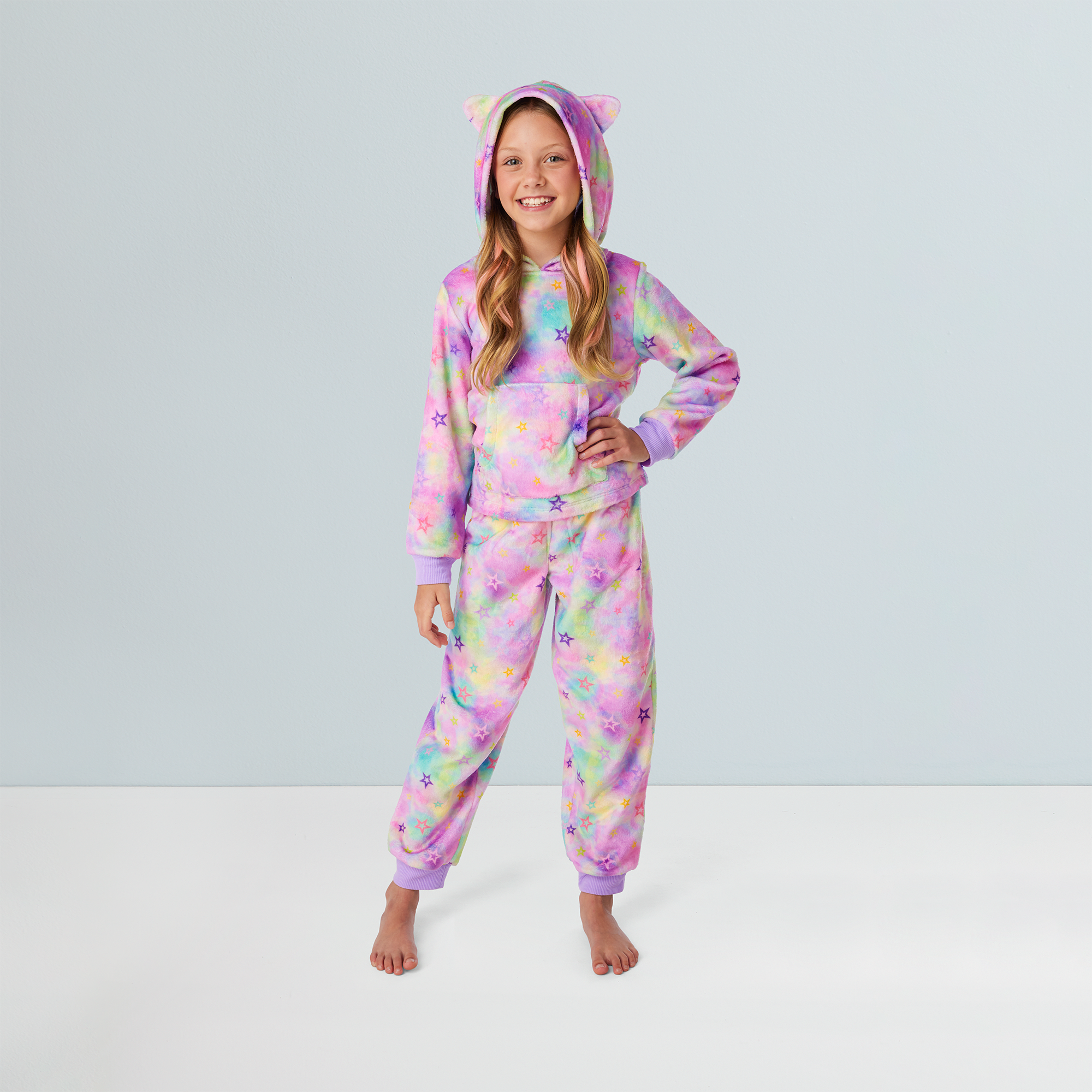 Girls' Animal Ear Pajama Set with Matching Doll PJs | Summer's Stars & Snuggles