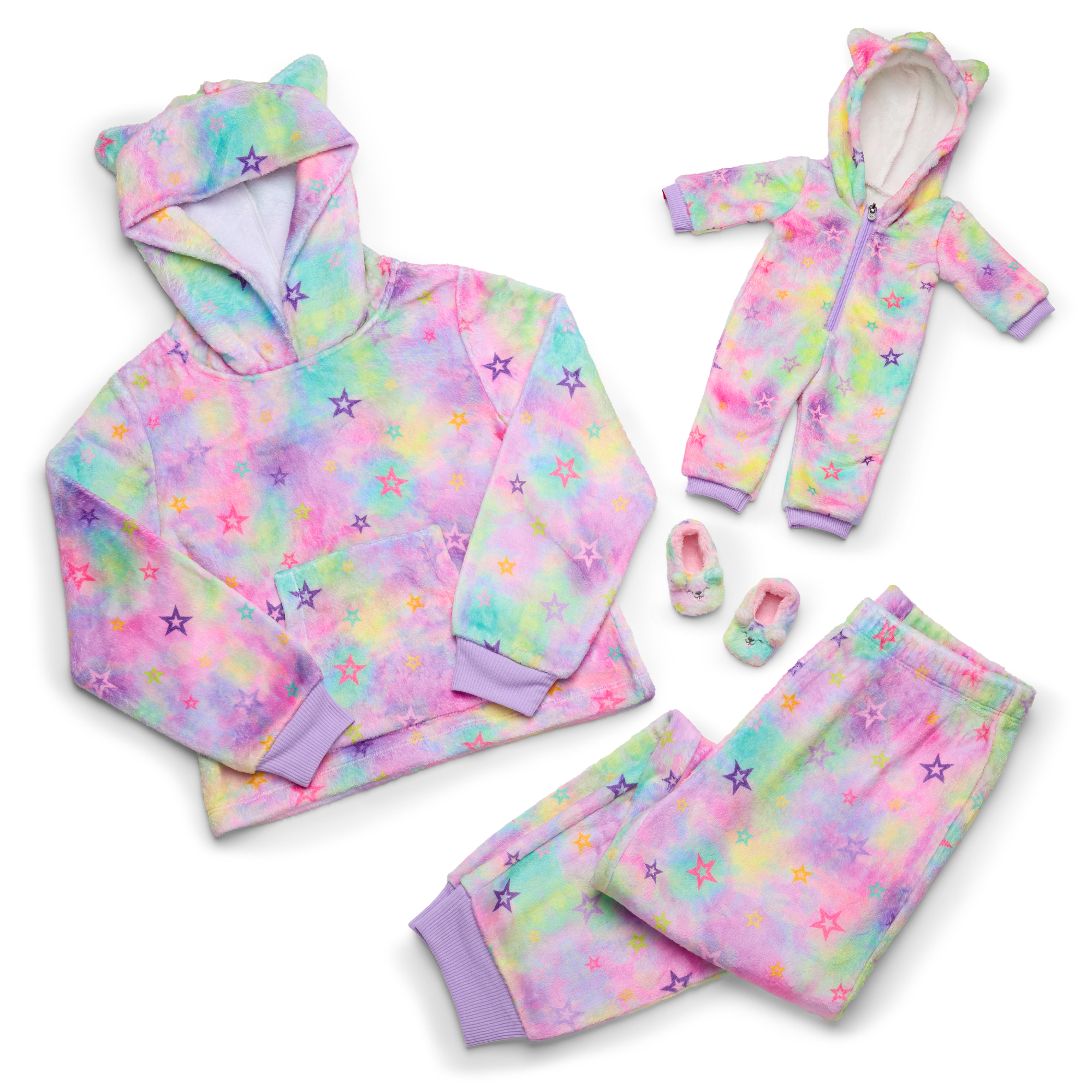 Girls' Animal Ear Pajama Set with Matching Doll PJs | Summer's Stars & Snuggles