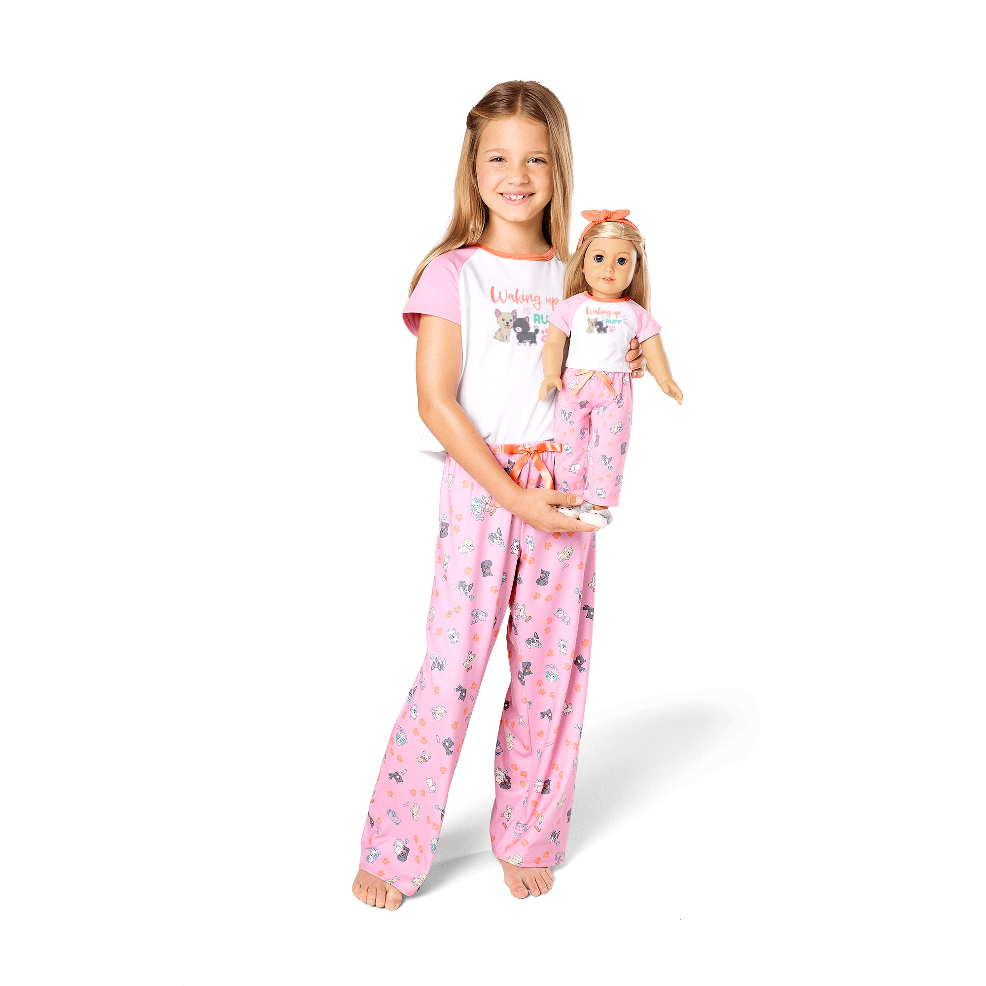 Matching Girls & Doll Pajama Set with Plush Slippers | Waking Up Is Ruff