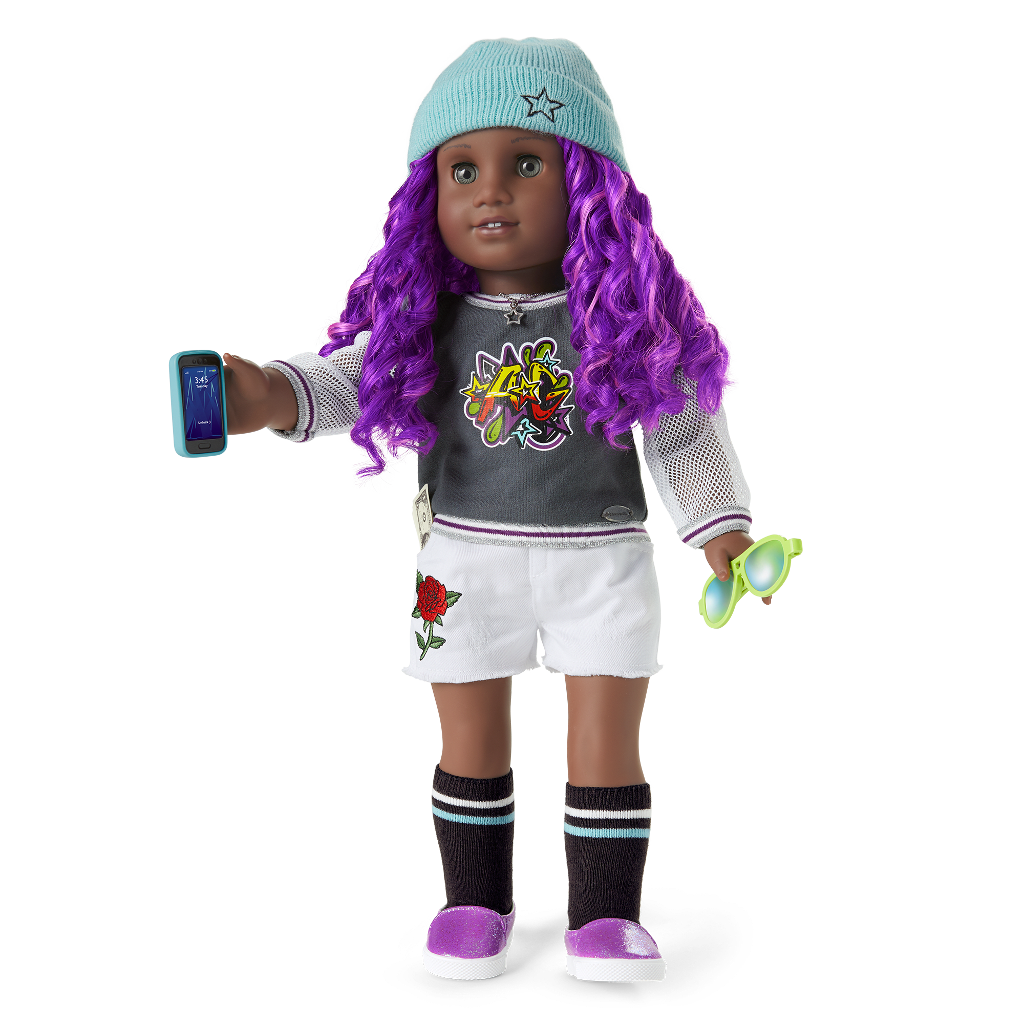 18" Truly Me Doll with Purple Curls & Stylish Outfit | Chic Accessories Set