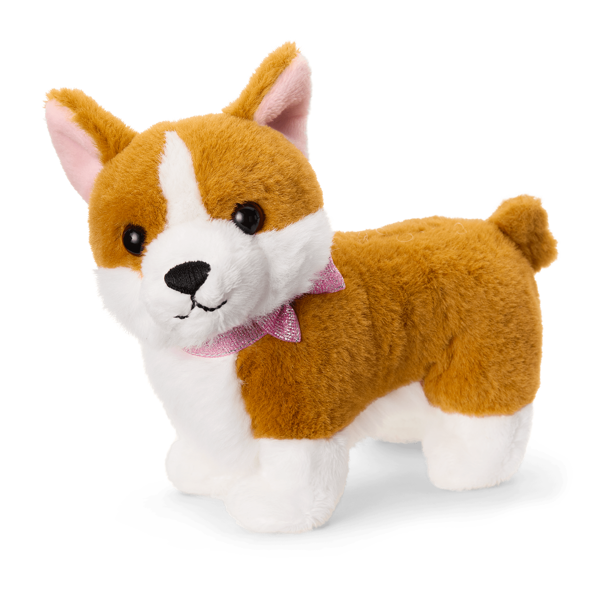 Plush Corgi Dog with Sparkly Pink Collar | Mighty Mae™