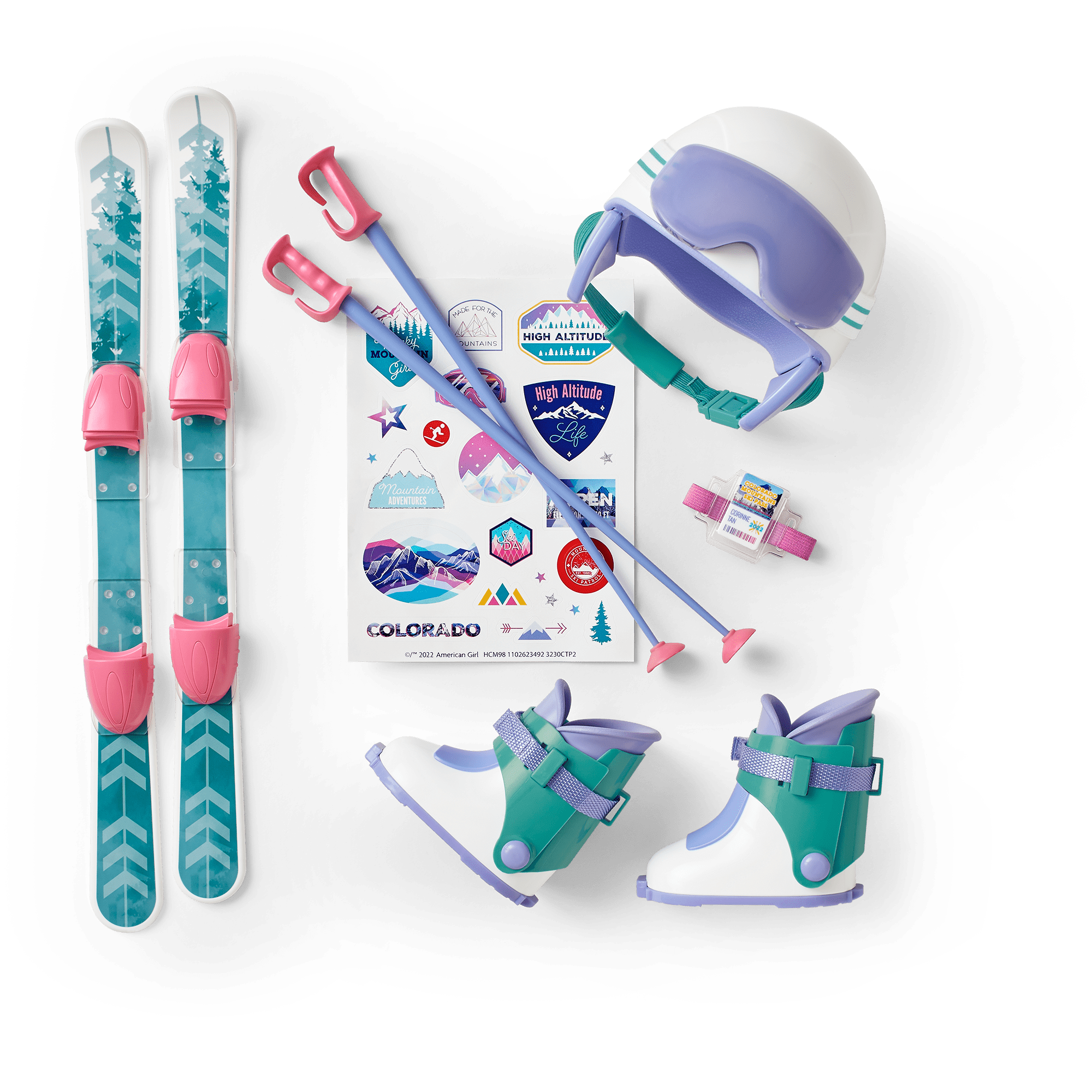 Doll Ski Accessories Set with Helmet, Goggles & Poles | Corinne's