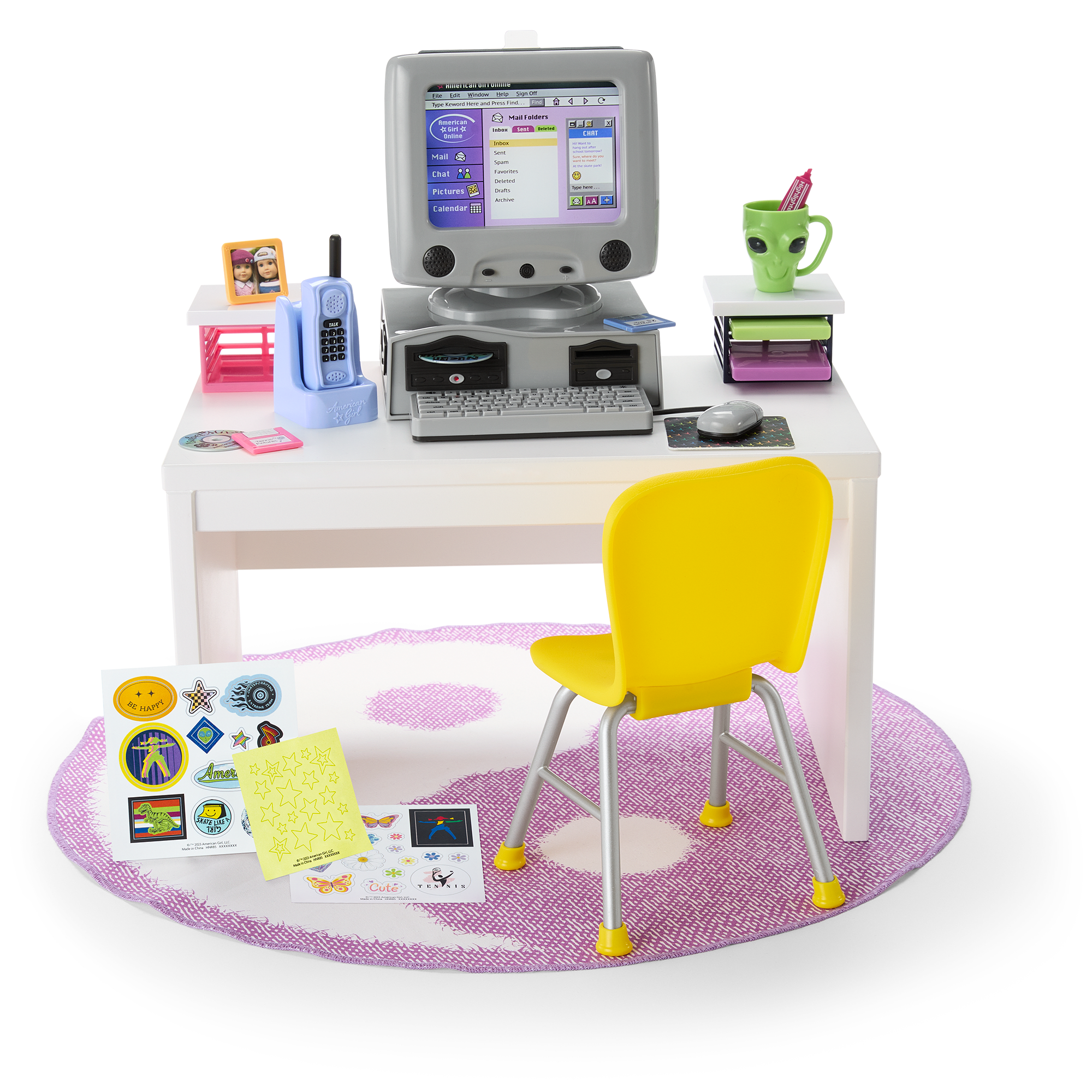 18-inch Doll Computer & Desk Set with Illuminating Screen | Isabel & Nicki