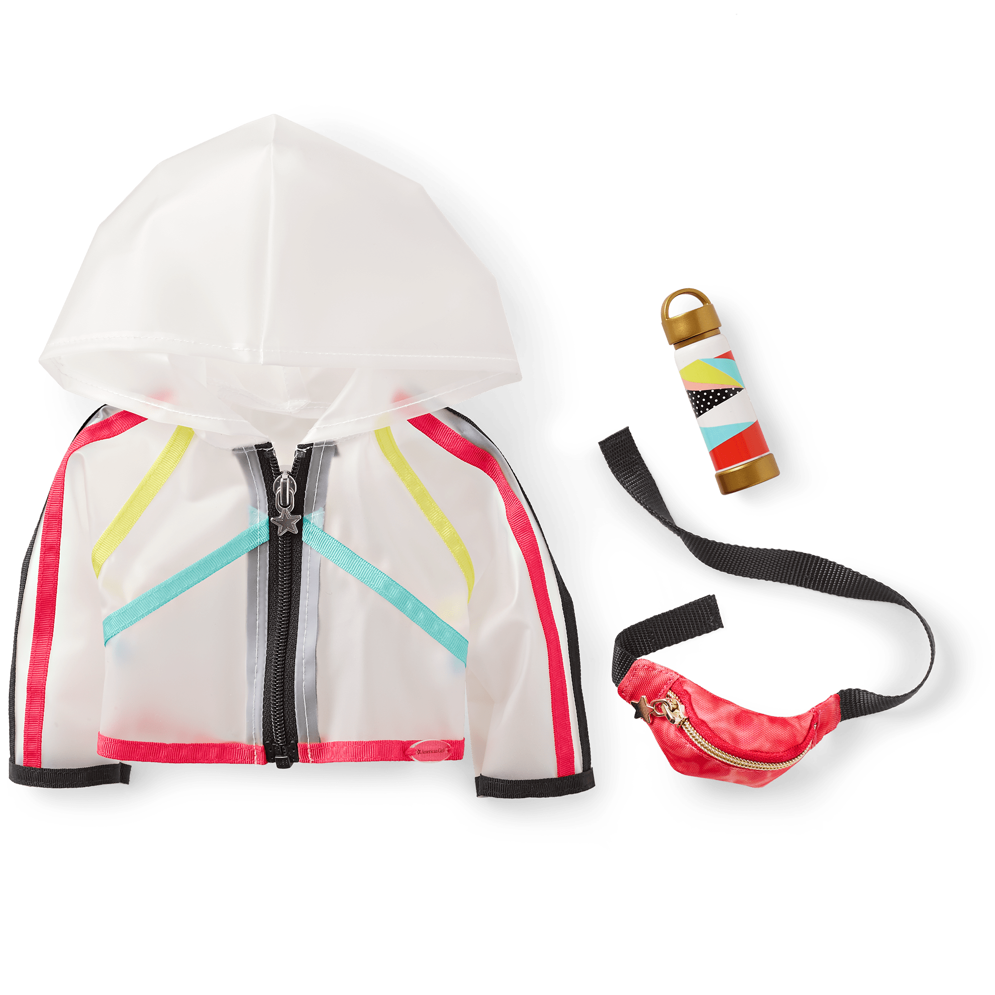 Transparent Vinyl Hooded Jacket & Watercolor Belt Bag Set | Accessys