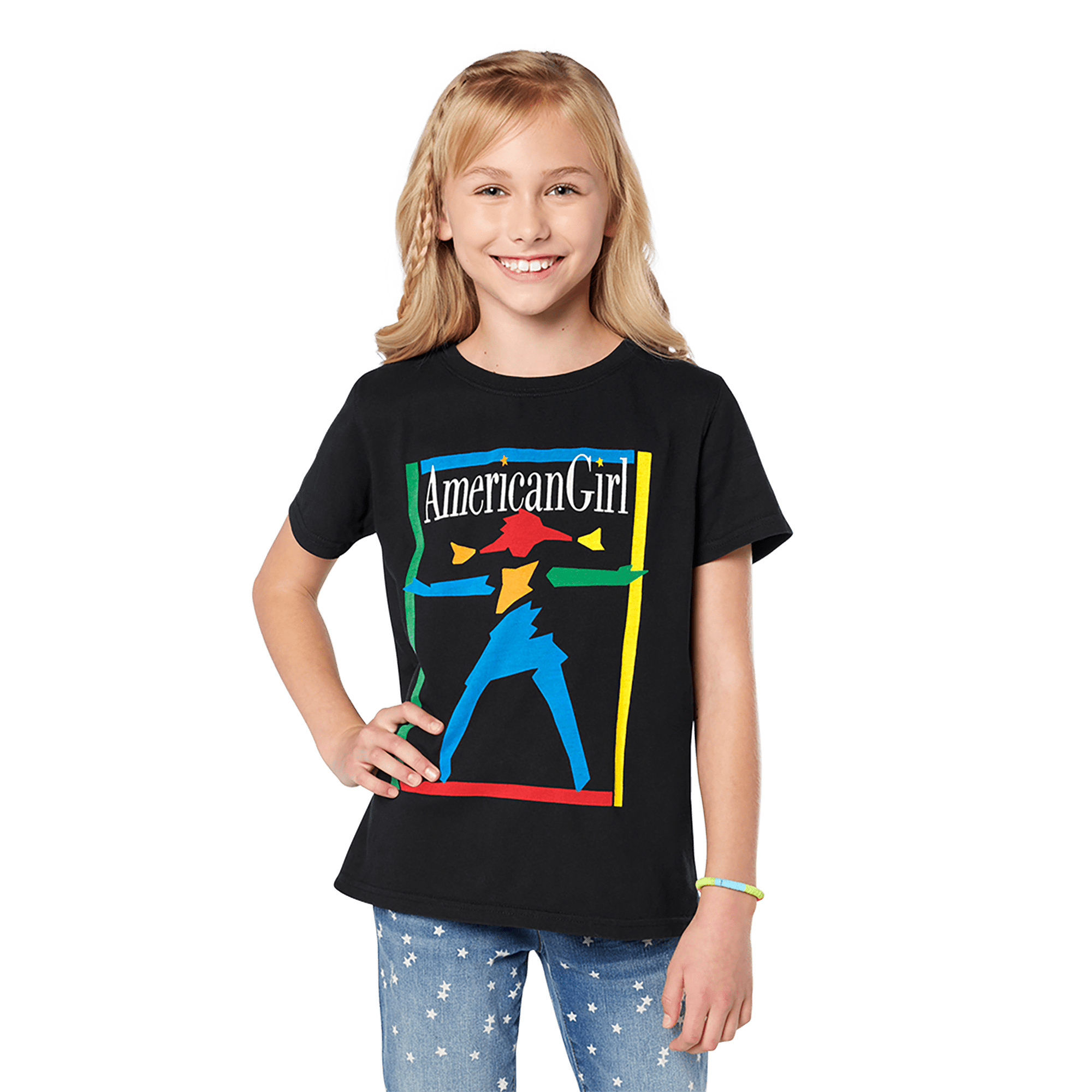Vintage American Girl Today™ Tee for Girls | 90s Nostalgic Black Cotton Shirt