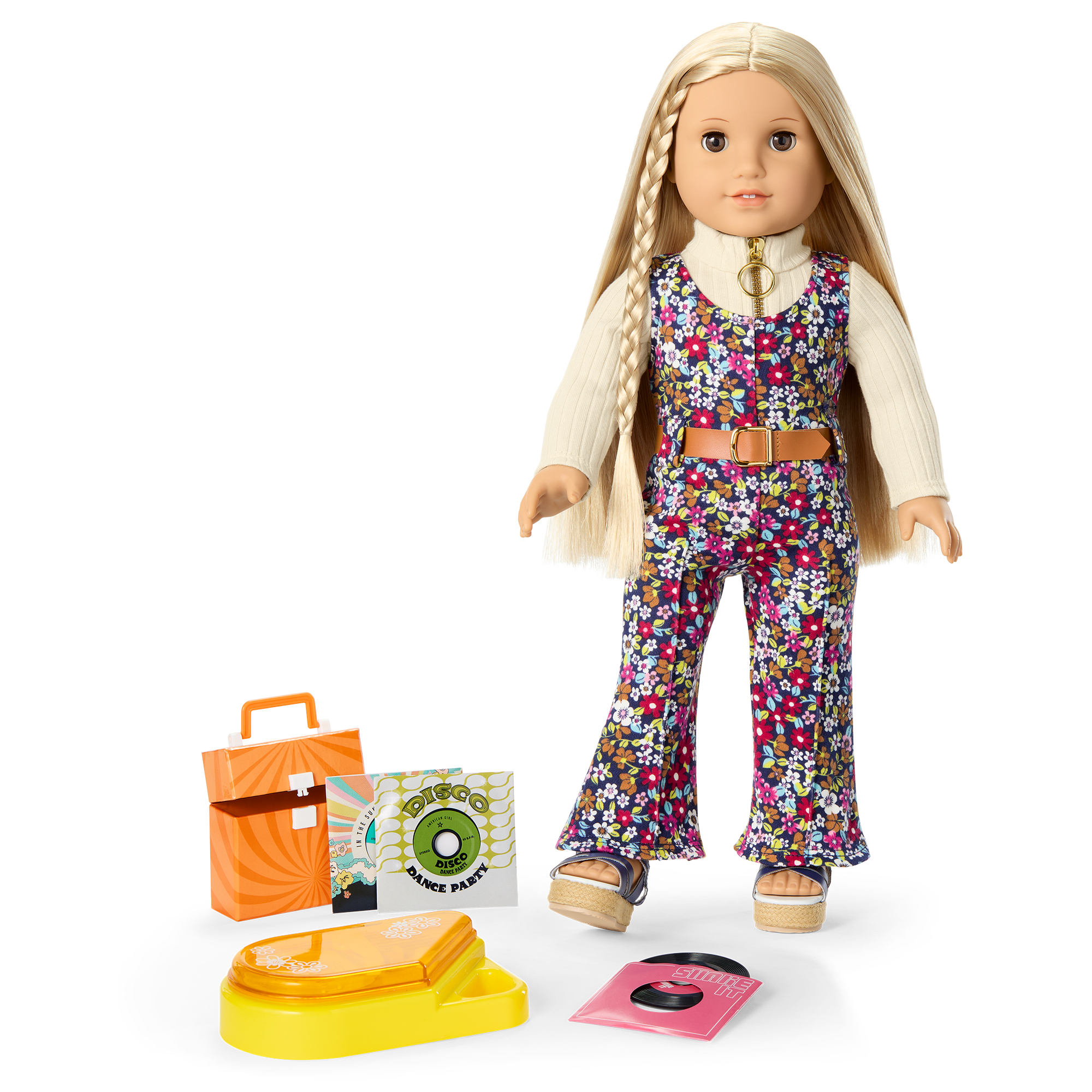 1970s Doll Music Bundle with Record Player & Floral Jumpsuit | Julie’s™