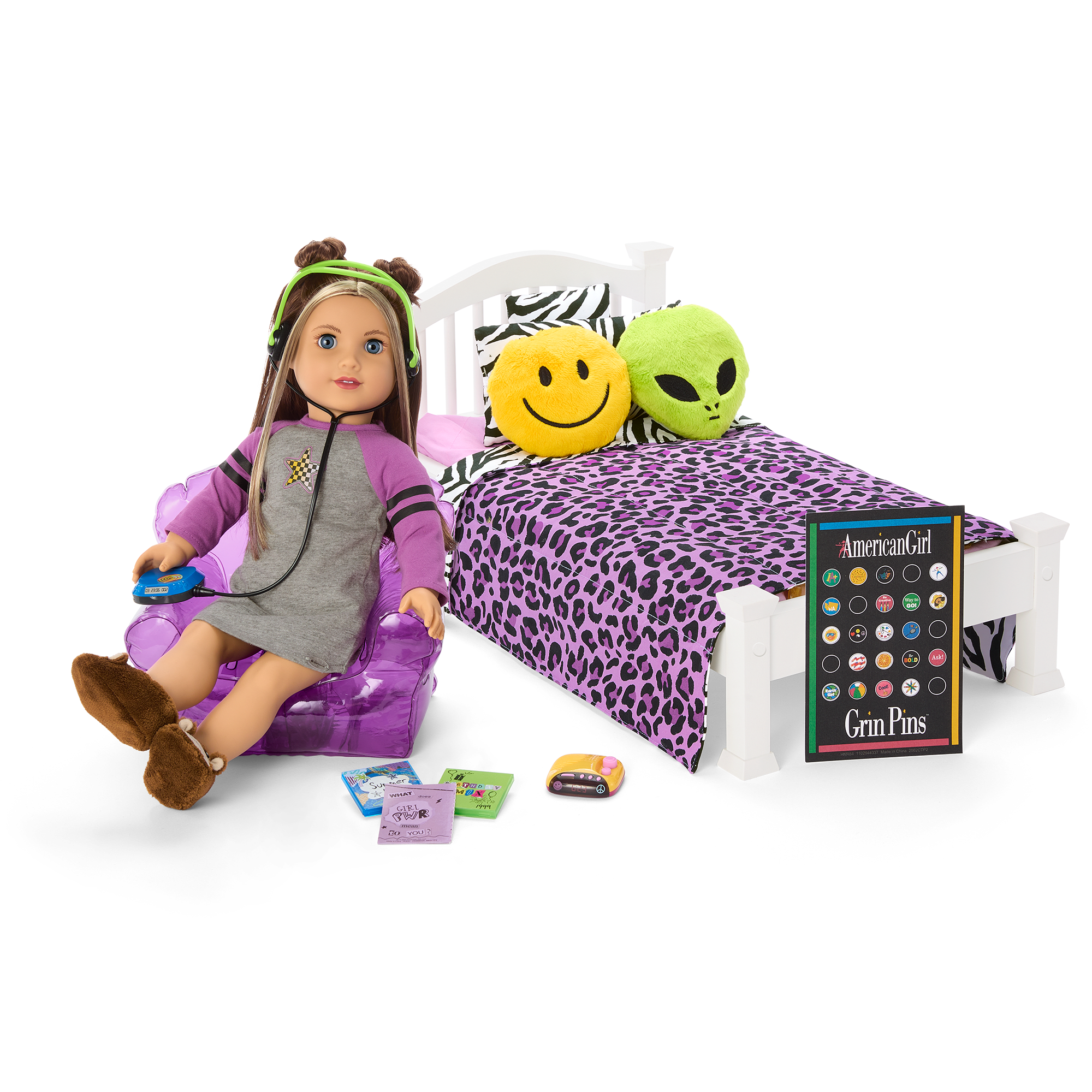 18-inch Doll Bedroom Set with Zebra-Print Bedding & Accessories | Nicki’s™
