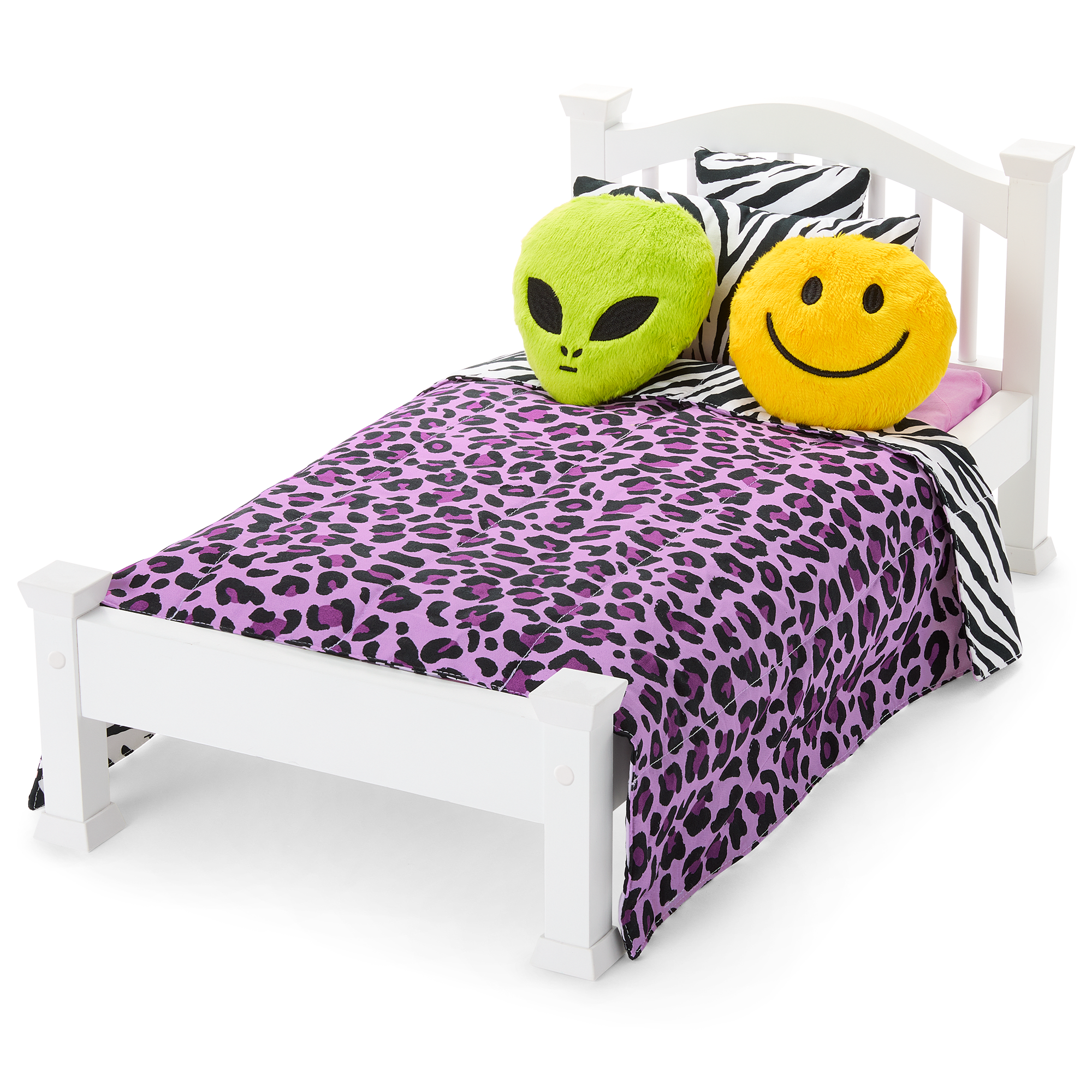 18-inch Doll Bedroom Set with Zebra-Print Bedding & Accessories | Nicki’s™
