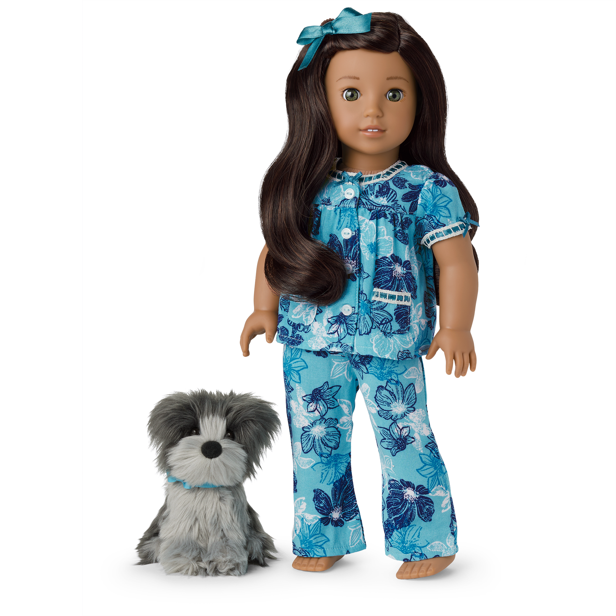 Floral Pajamas & Dog Set for 18-inch Dolls | Nanea’s™