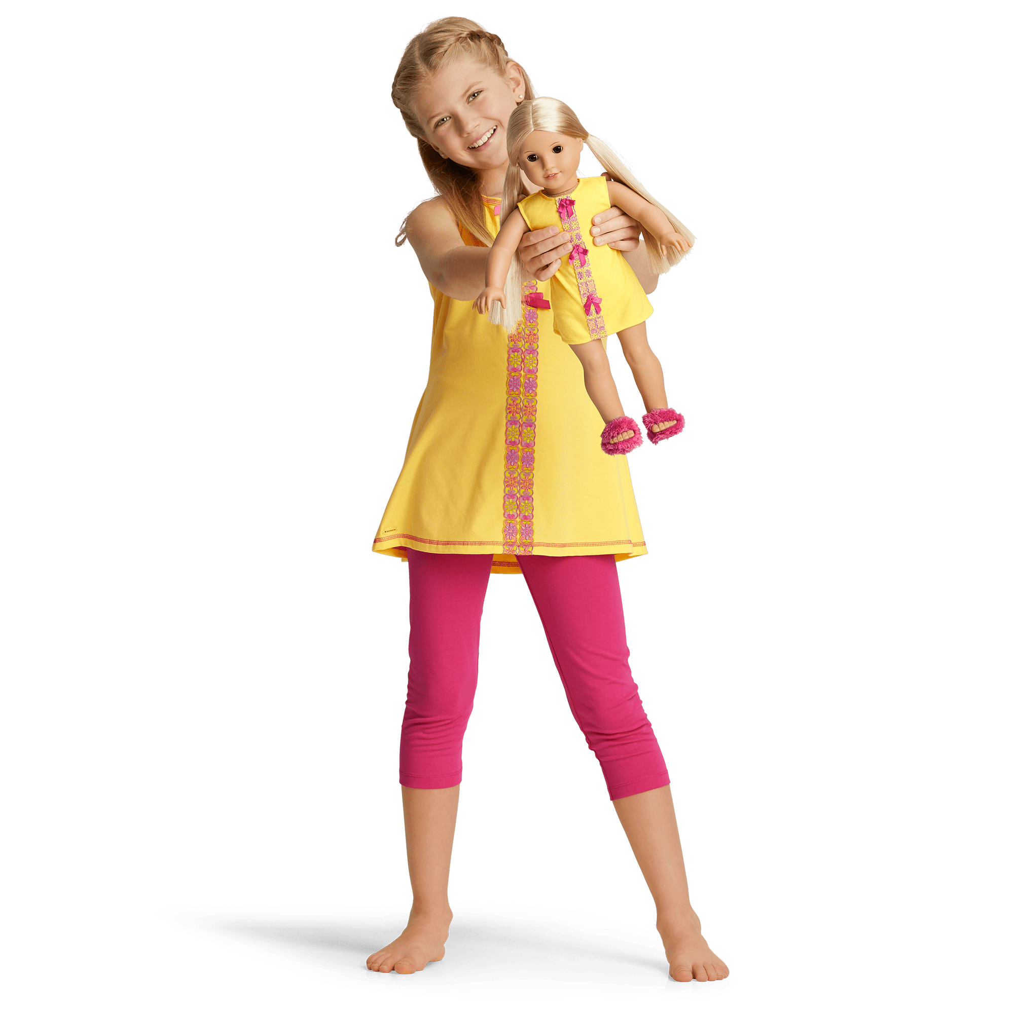1970s-Inspired Girls' Pajama Set with Doll Matching Nightgown | Julie's™