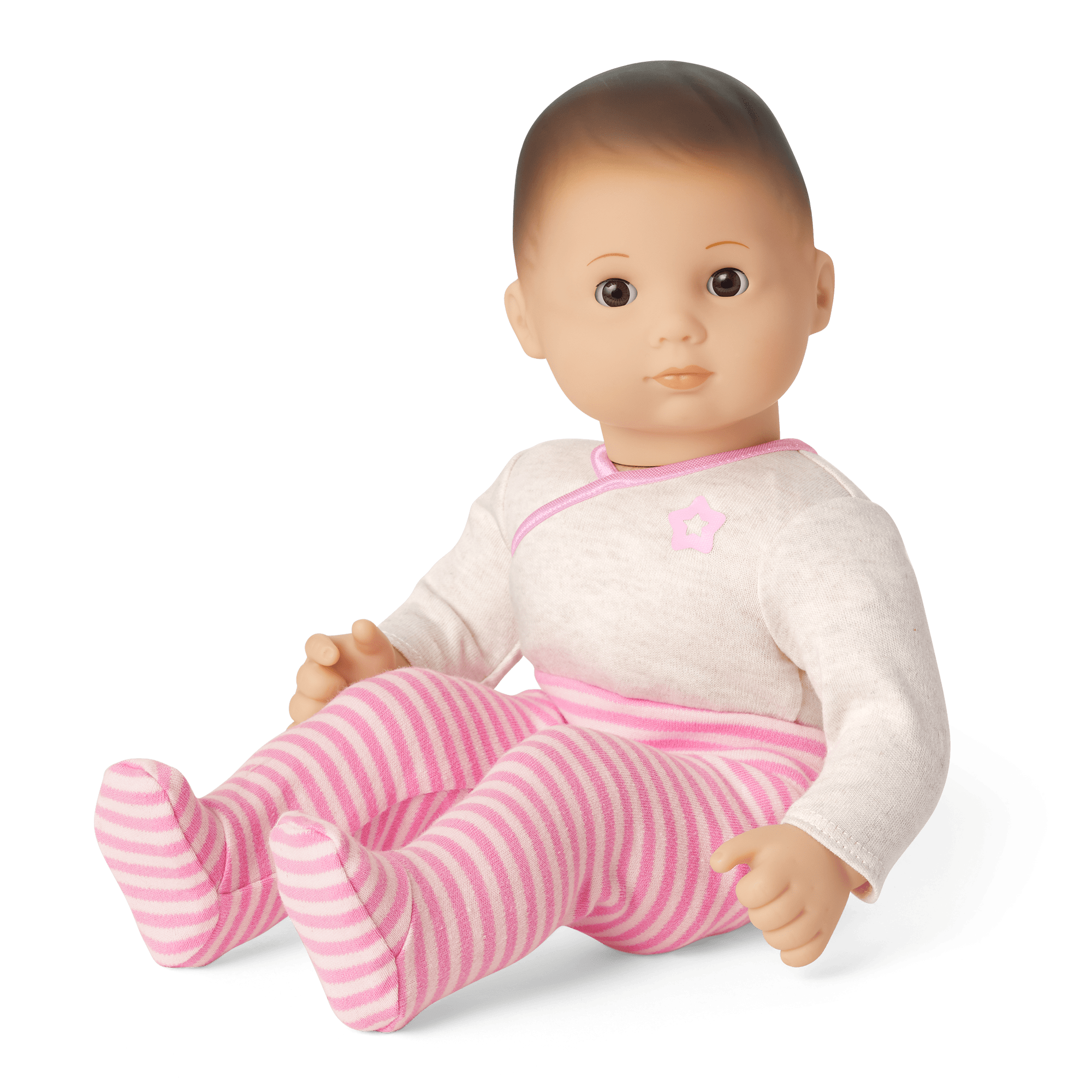 Bitty Baby Doll with Brown Hair & Pink Outfit | 15" First Baby Doll
