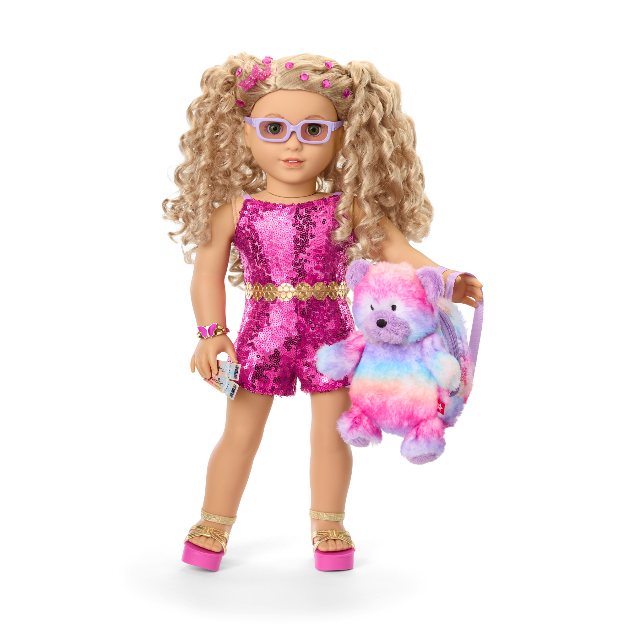 Reversible Doll Outfit & Accessory Set with Teddy Bear Backpack | Style Flips