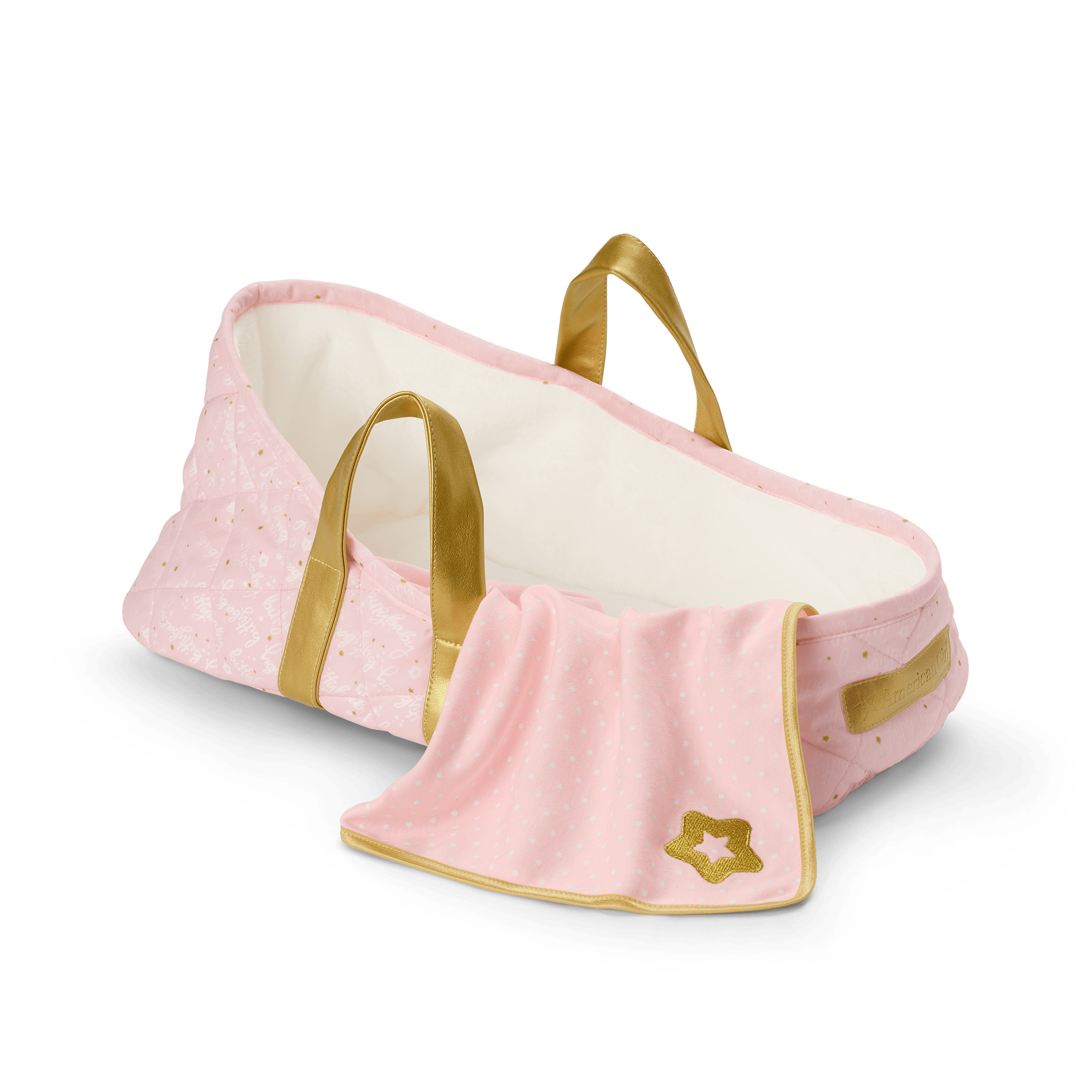 Pink Quilted Moses Basket for Baby Dolls | Bitty Baby