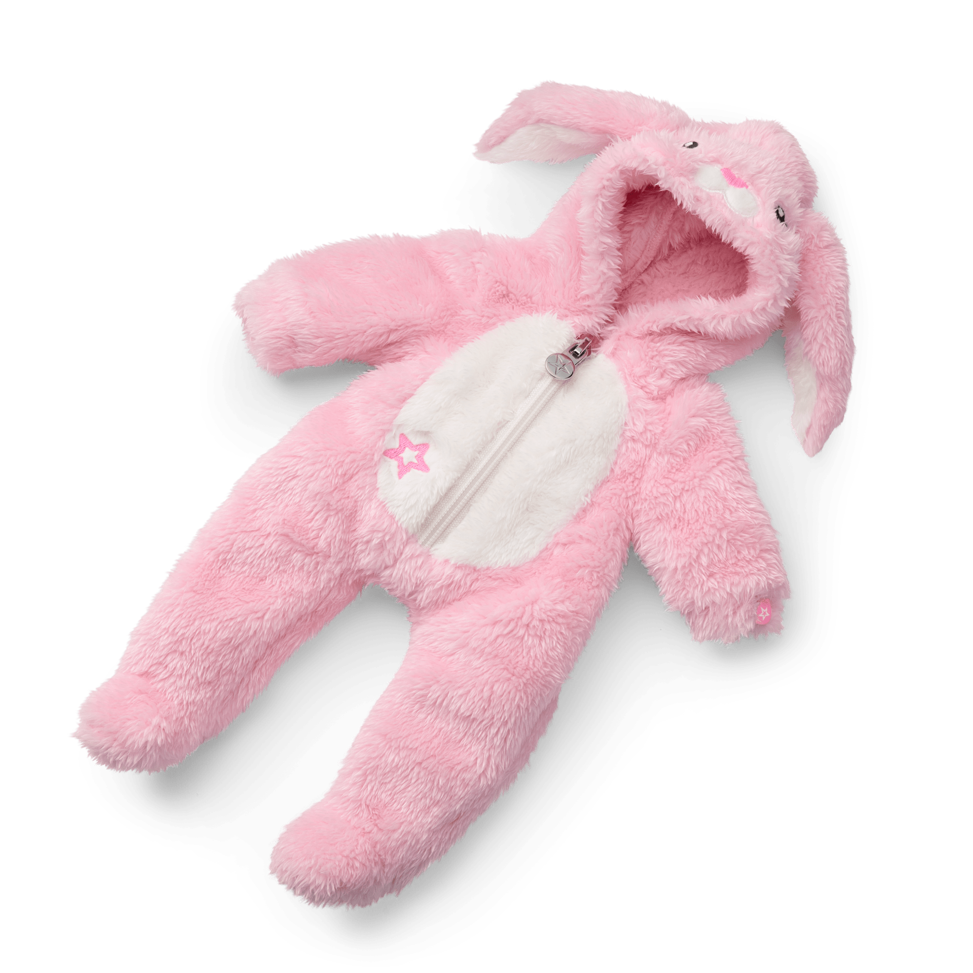 Pink Bunny Jumpsuit for Bitty Baby Dolls | Plush Hood & Tail