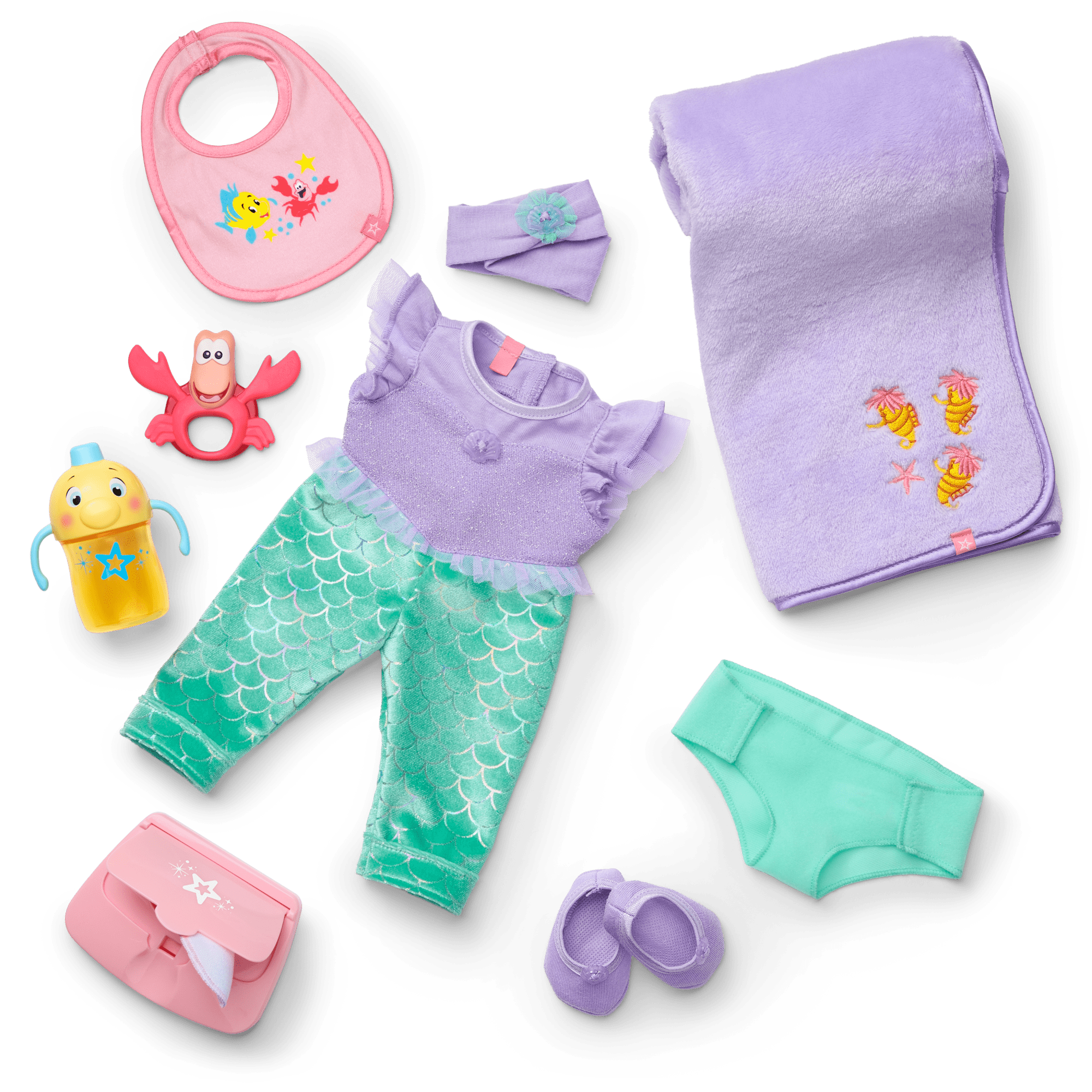 Disney Princess Ariel Baby Doll Set with 10-Piece Accessories | American Girl®