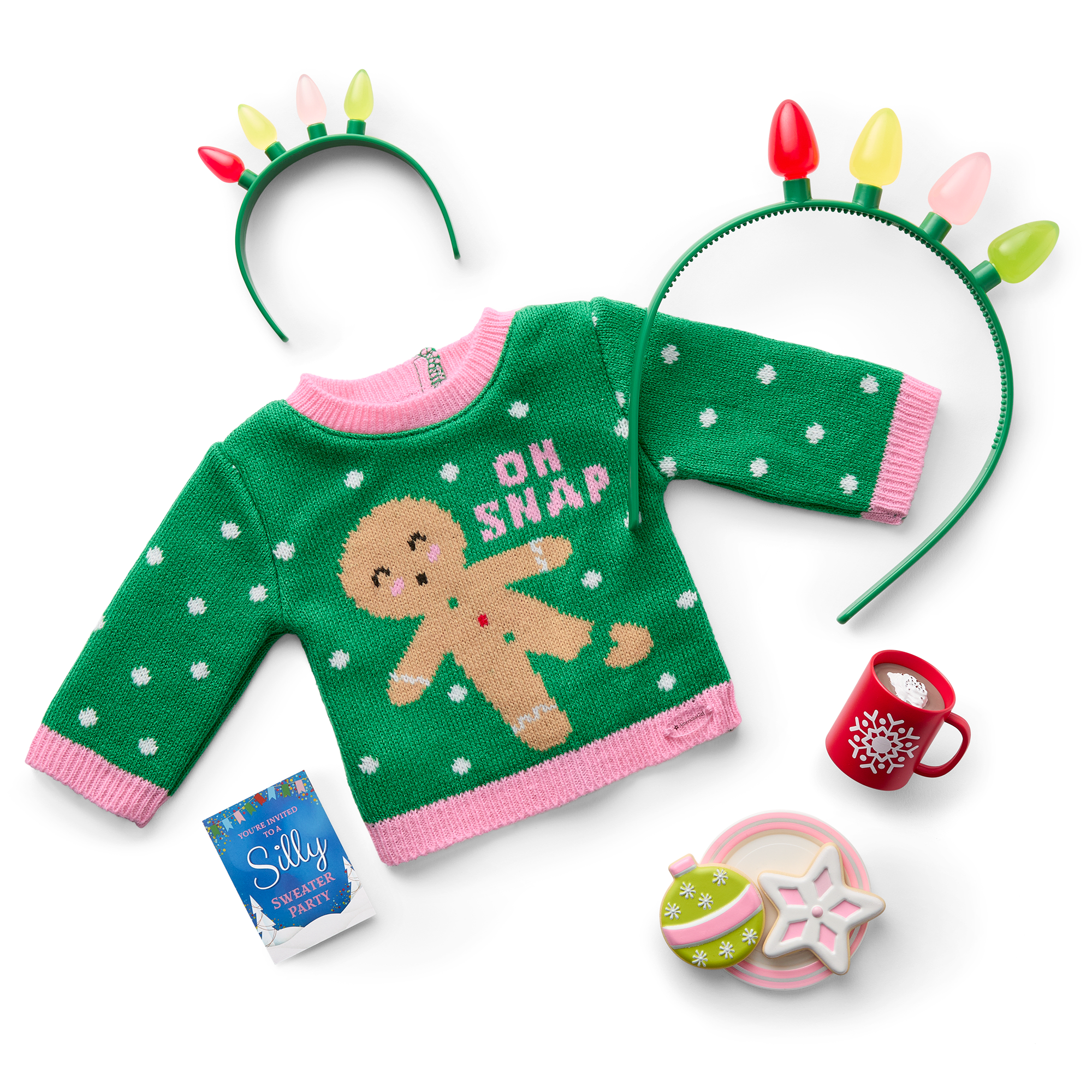 Christmas Sweater for 18-inch Dolls with Party Accessories | OH SNAP
