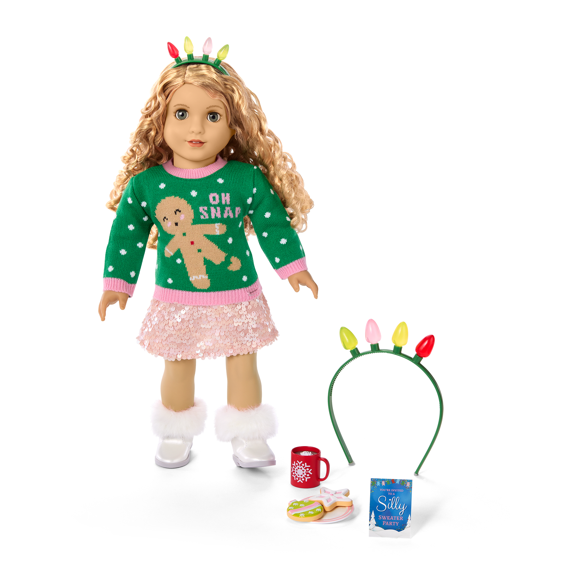 Christmas Sweater for 18-inch Dolls with Party Accessories | OH SNAP