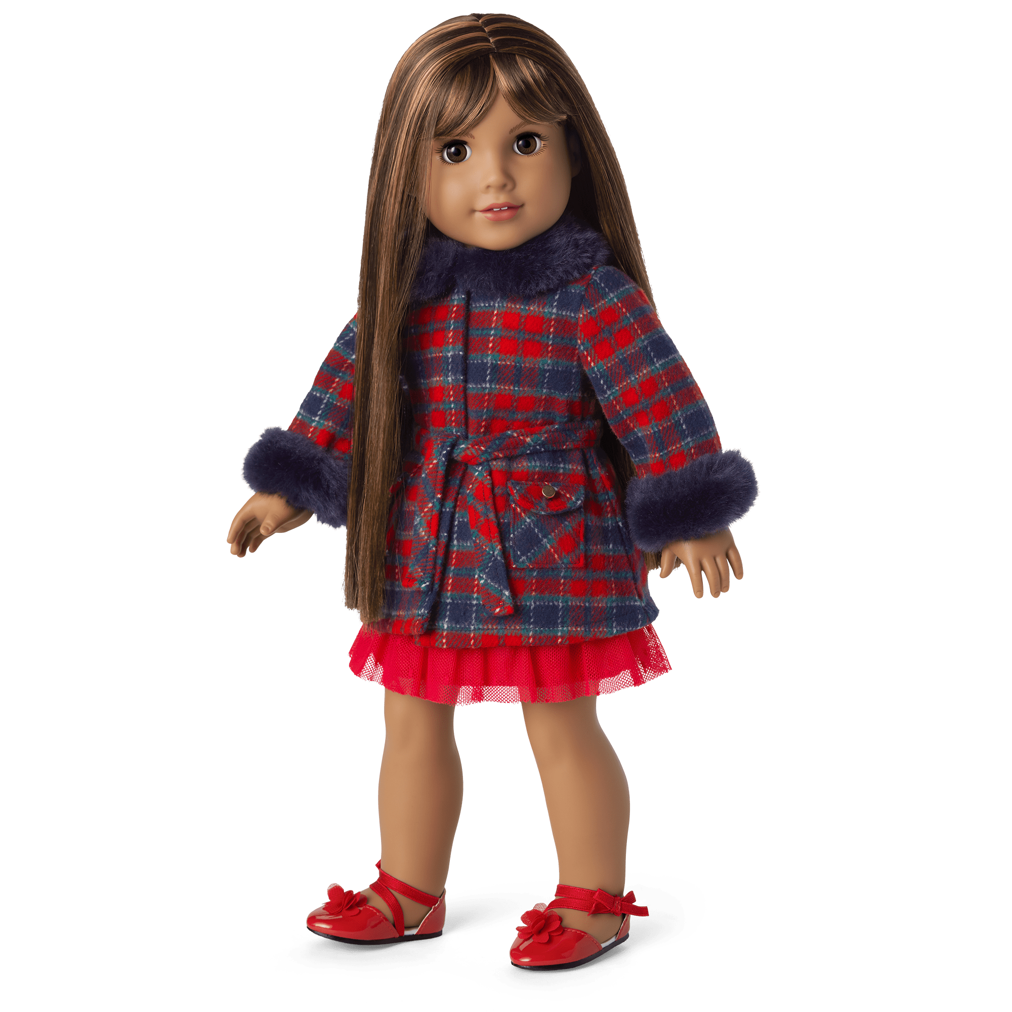 Plaid Doll Coat with Faux-Fur Trim for 18-inch Dolls | American Girl x Janie and Jack